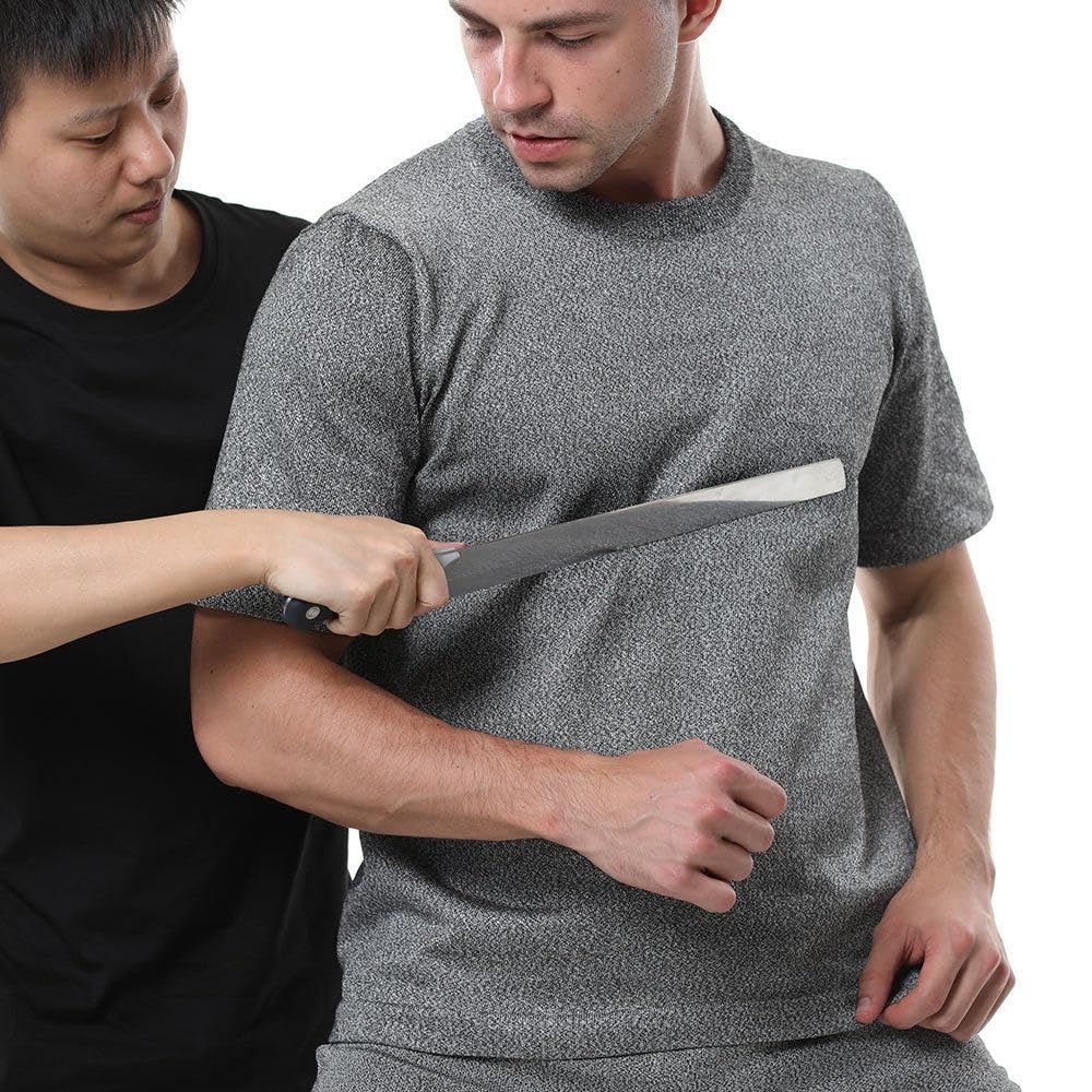 Ropa Resistente a Cortes, Camisetas De Protección De Nivel 5, Camisetas De Seguridad De Manga Corta, Equipo De Protección para Fábricas, Almacenes, Cocinas, Uso Industrial Lightgray-L