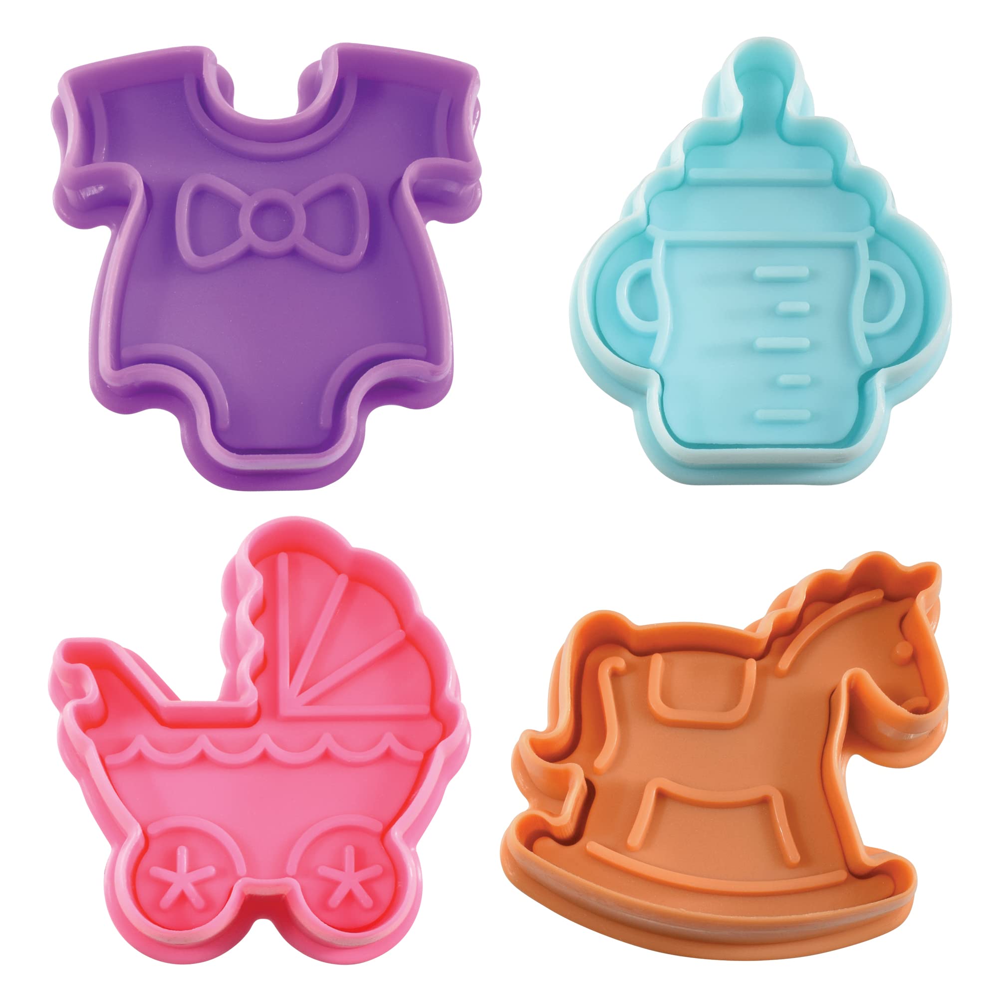 R & M International 470 - Sello para fondant, diseño de galletas, multicolor, hojalata, plata, Standard 2" (4-Piece Set)