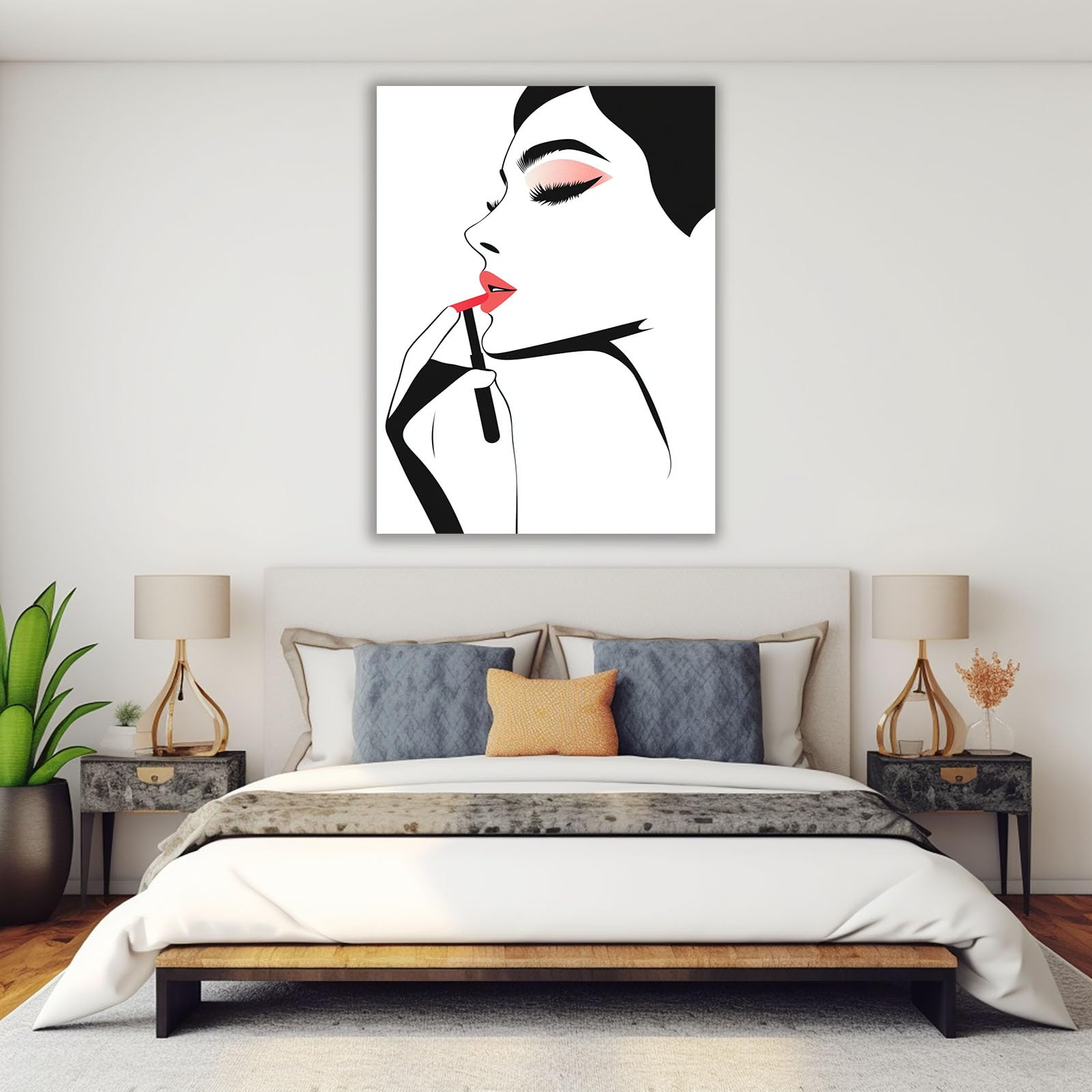 AMXBZC Mujer negra Arte de pared africano Pintura facial de chica abstracta Abstracta Pared Arte Imagen Cartel, Moderno Sala de Estar decoración Impresiones（Red 9-80x120cm Enmarcado