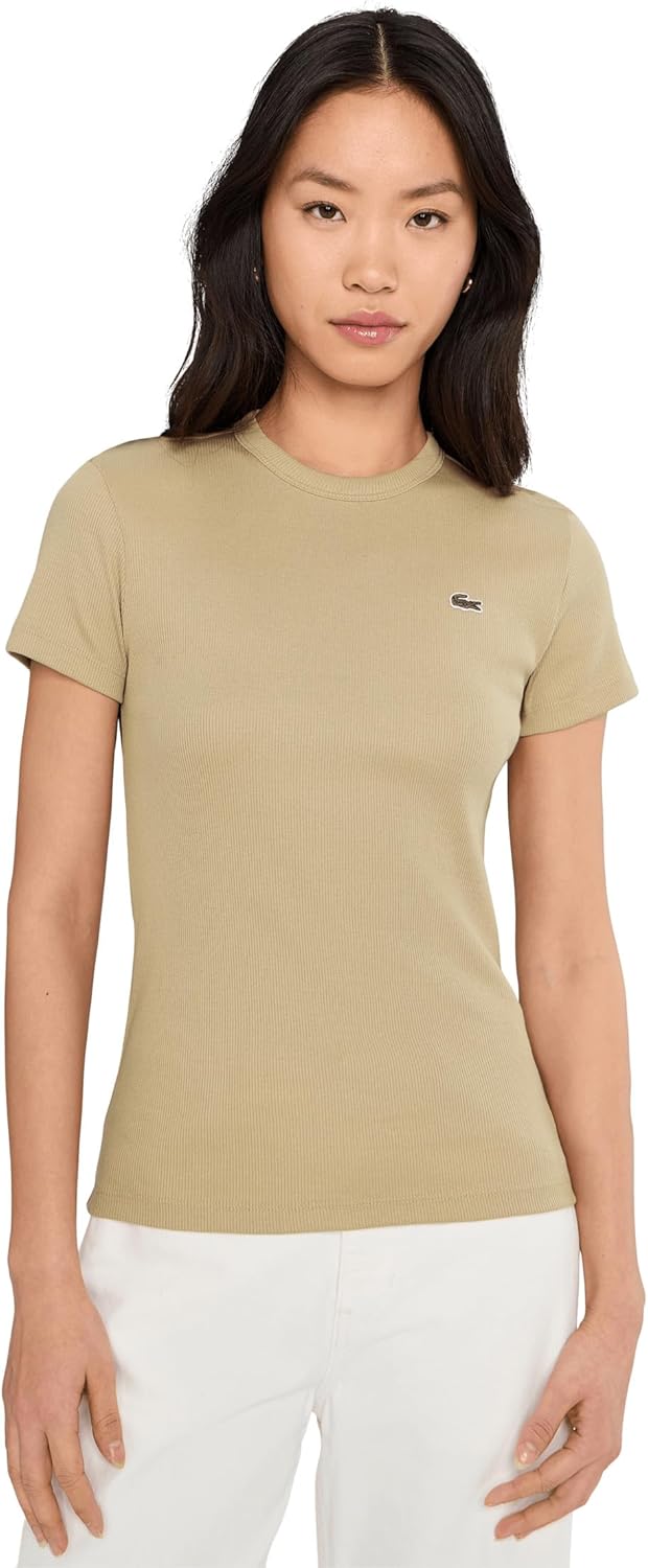 Lacoste Women's Slim Fit Ribbed Cotton T-Shirt