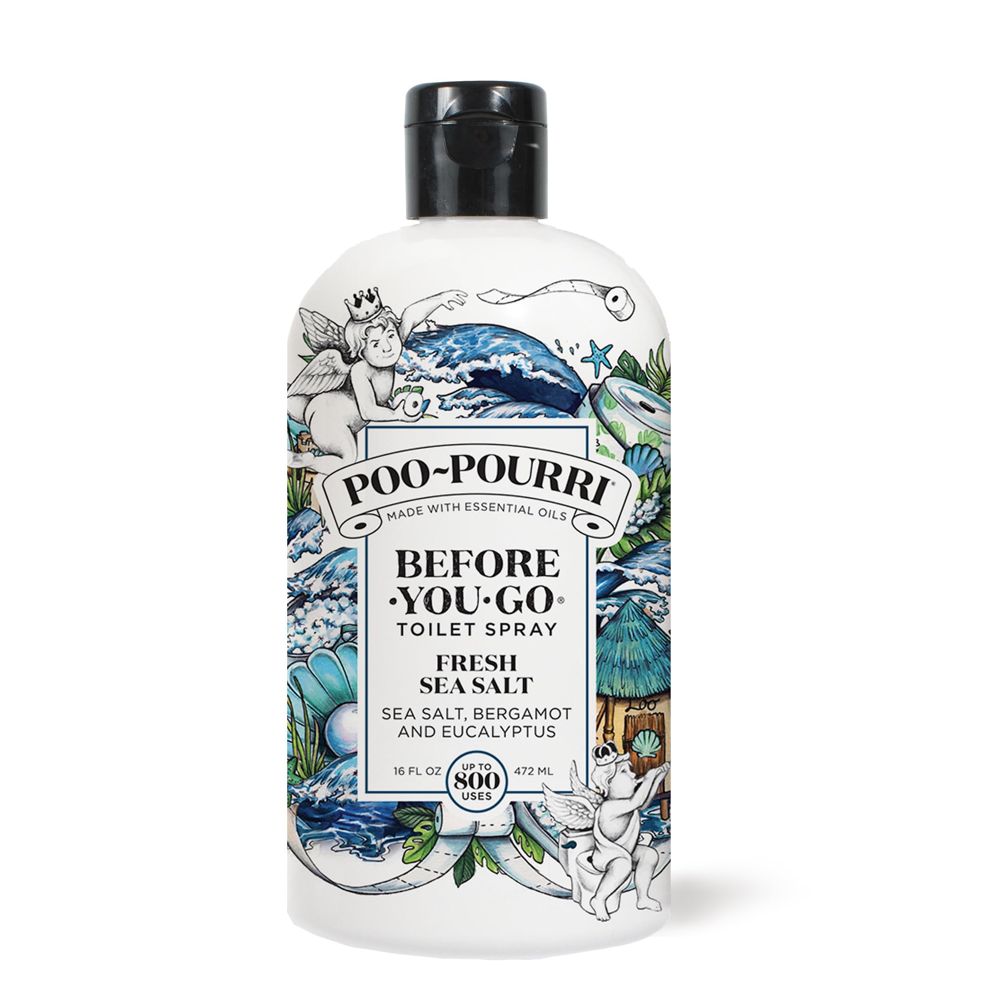 Poo-PourriBefore-You-Go Toilet Spray, Fresh Sea Salt, Refill Bottle 16 Fl Oz - Sea Salt Bergamot Eucalyptus