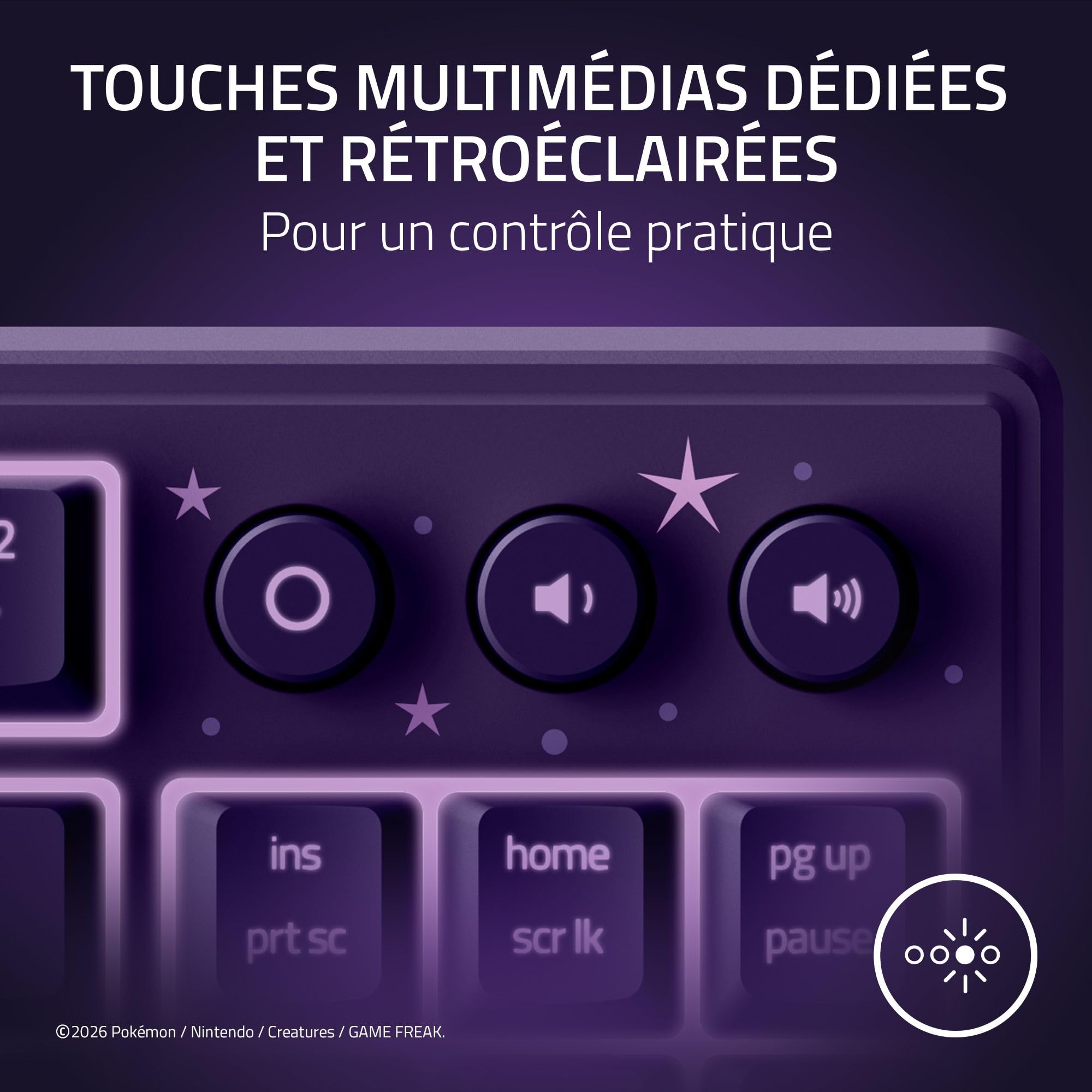 Razer Ornata V3 Tenkeyless Édition Pokémon Espeon & Umbreon - Clavier Gaming Compact et Plat - Rétroéclairage Chroma - Touches multimédia dédiées - Clavier QWERTY US | Commutateurs à Membrane