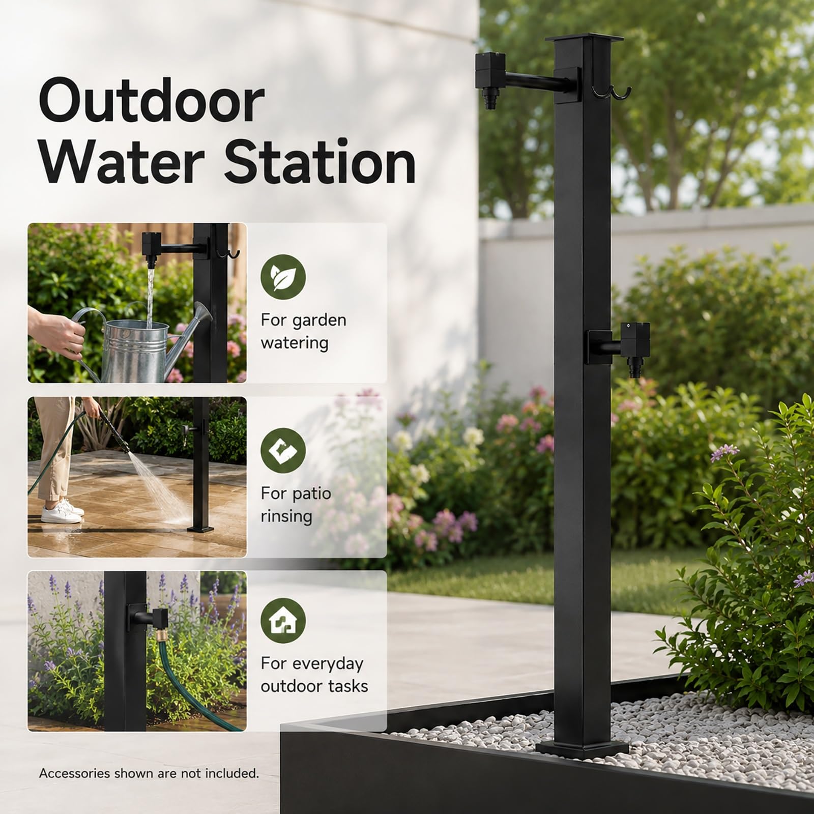 Stainless Steel Outdoor Vertical Square Garden Water Column