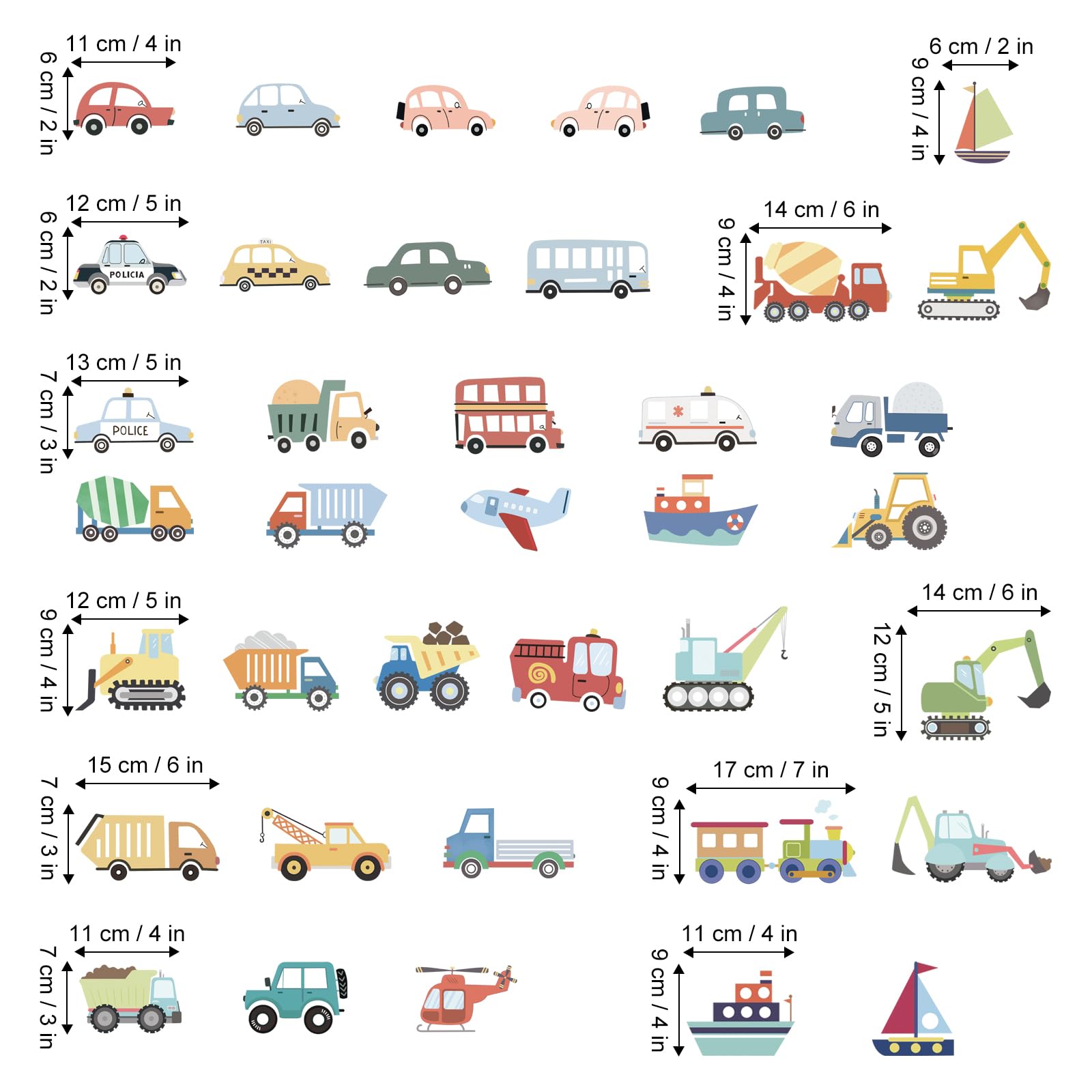 FUFUQUARE Cartoon Car Wall Stickers Transportation Construction Vehicles Wall Decals PVC Peel and Stick DIY for Boys Nursery Bedroom Playroom Living Room - Image 4