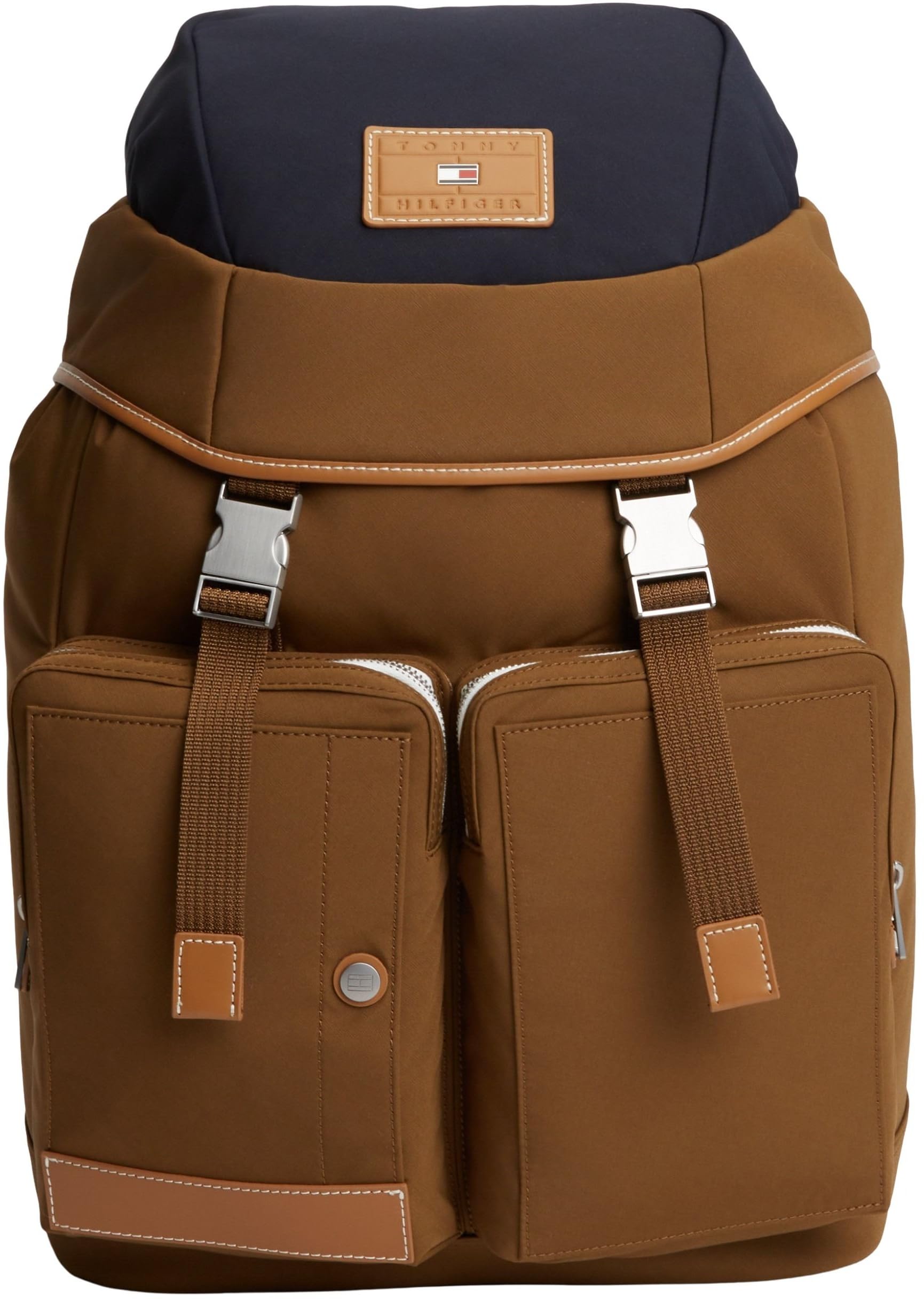 Tommy Hilfiger Men's Th Casual Flag Backpack AM0AM14143 Backpack, BROWN (Dark Peanut), One Size
