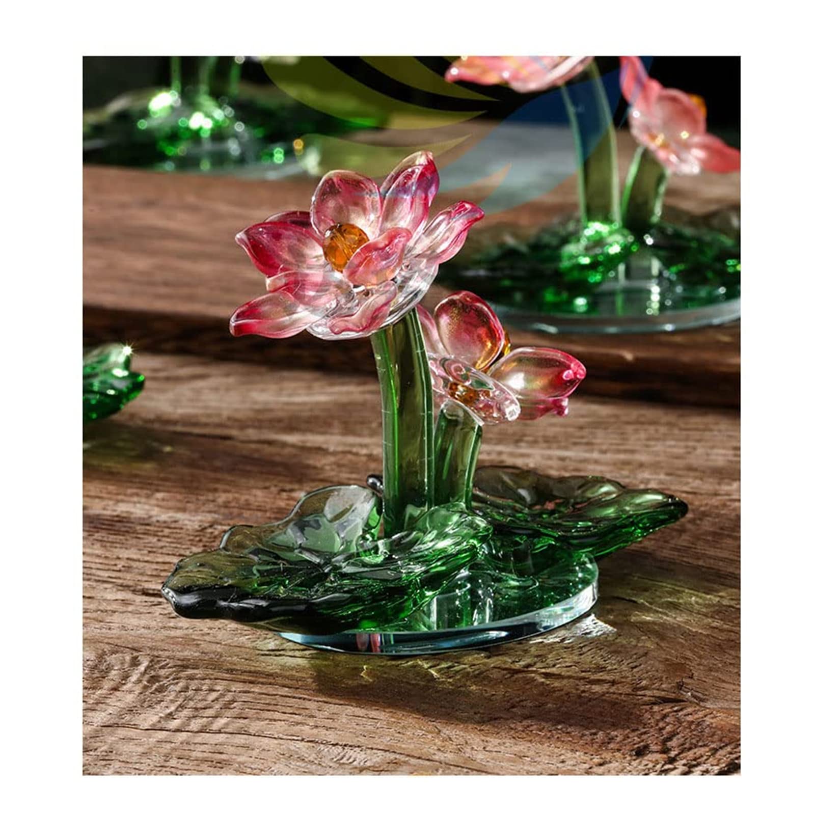 Amazon.co.jp: 幸運 水晶ピンク蓮の花 クリスタル ガラスインテリア 花