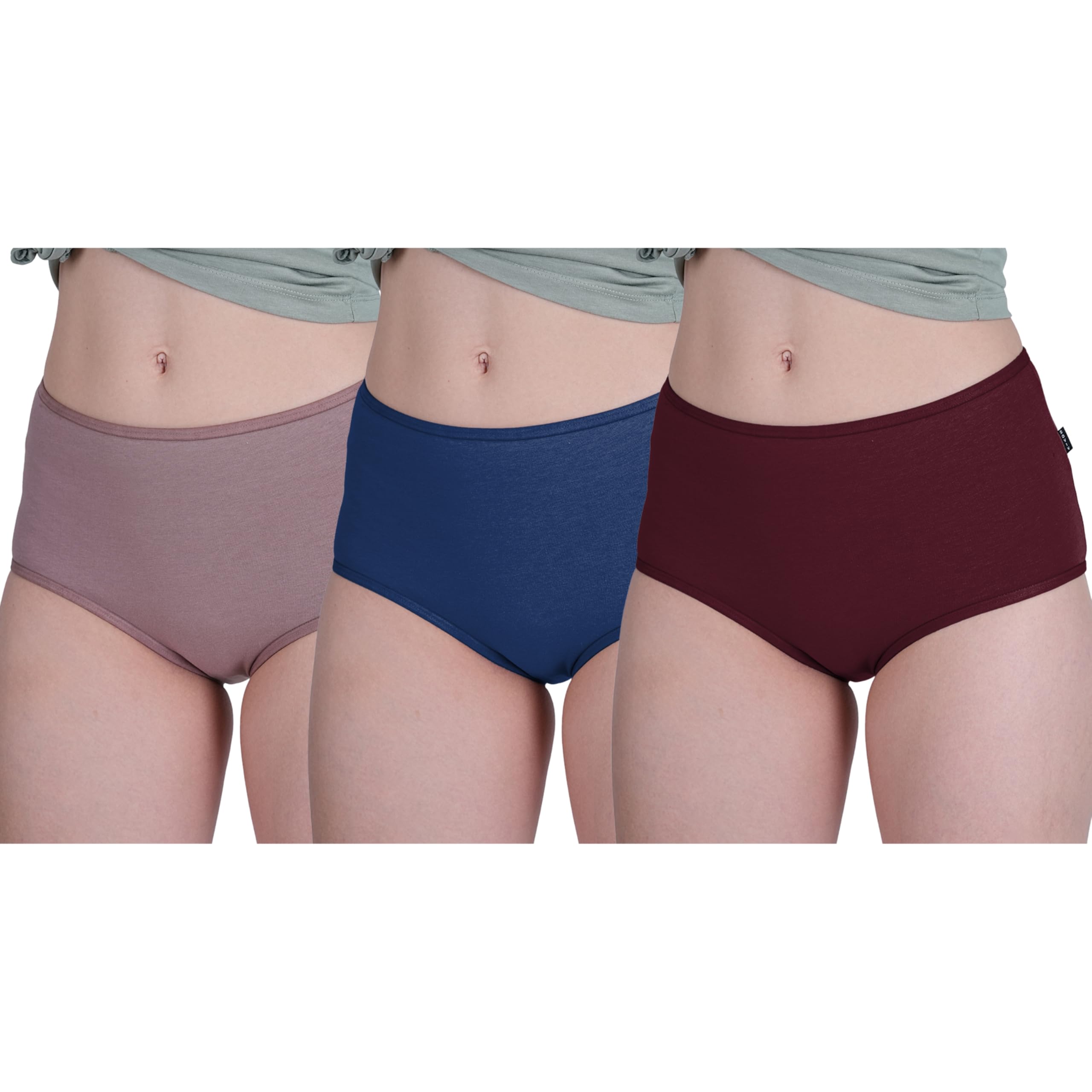 soviv Women's Everyday Soft Cotton, High Hipster Full Coverage, Outer Elastic Solid Multicolor Solid Briefs-picture-18