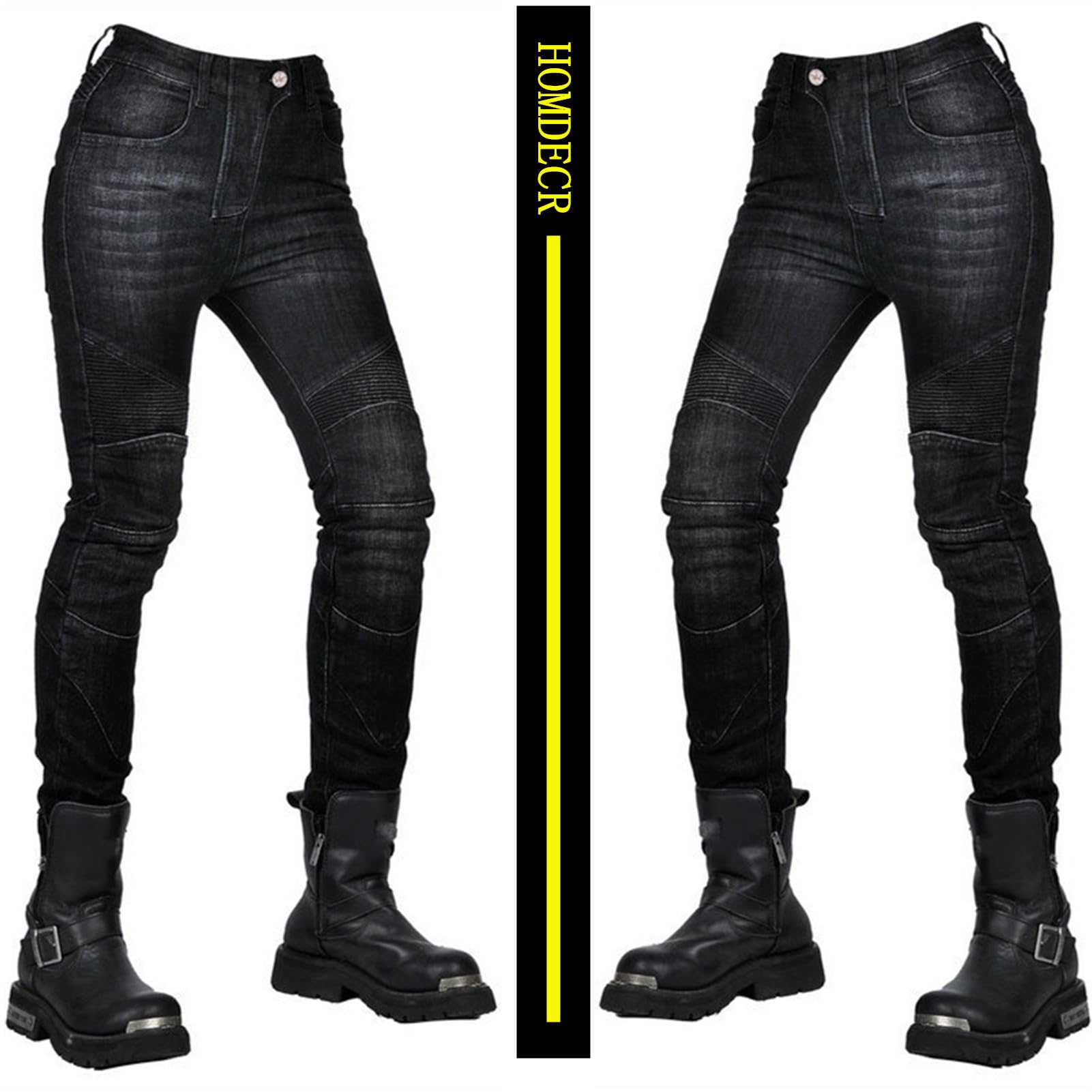 Femme Pantalon Moto,Jeans Moto Très Extensible Respirant Imperméable Randonnee Pantalon De Travail Cargo Racewear Protection Moto Pantalon avec 4 Protéger Pads Amovibles