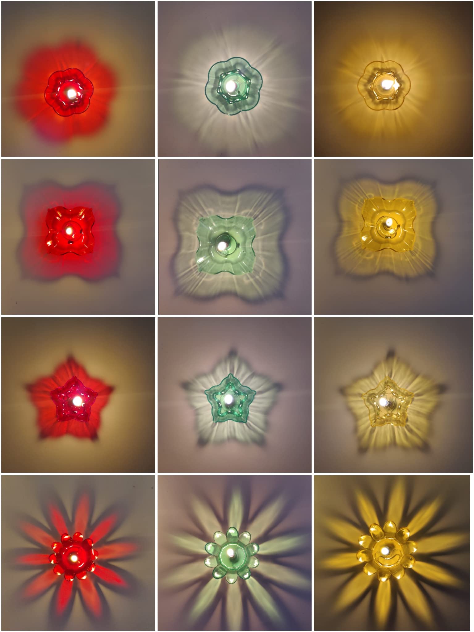 Anshri Pack of 12 3D Reflective Shadow Diyas for Diwali Decoration Item for Home Decor | Dipawali Diya | Transparent Oil and Water Diya Deepawali Decoration Diya bati Reflection Diya Set (12)