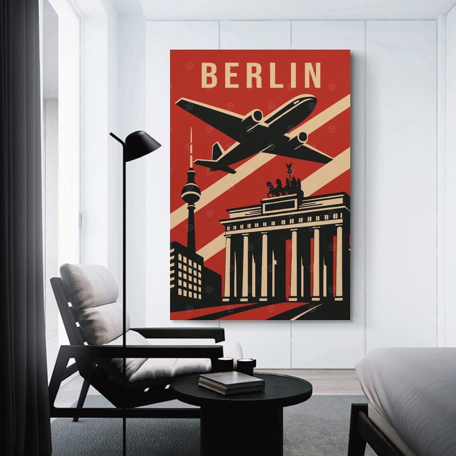 Junmoney Berlin Vintage Travel Canvas Wall Art 20x30inch(50x75cm), for Home Lounge, Bedroom Or Reading Nook, Eye Catching Artwork for Blank Walls