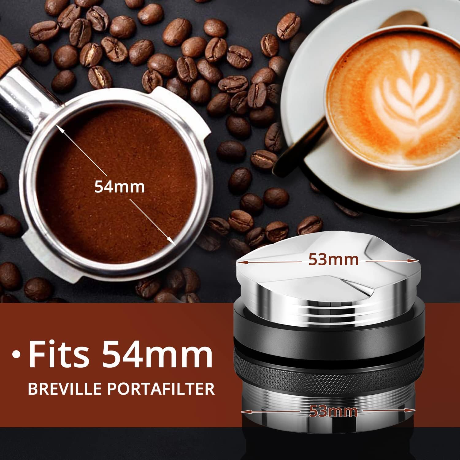 Elitezip 53mm Coffee Distributor and Tamper - 2 in1 Dual Head Coffee Leveler Fits for 54mm Breville Portafilter, Professional Espresso Tampers Distributor Leveler Tool – Depth Adjustable: Home & Kitchen