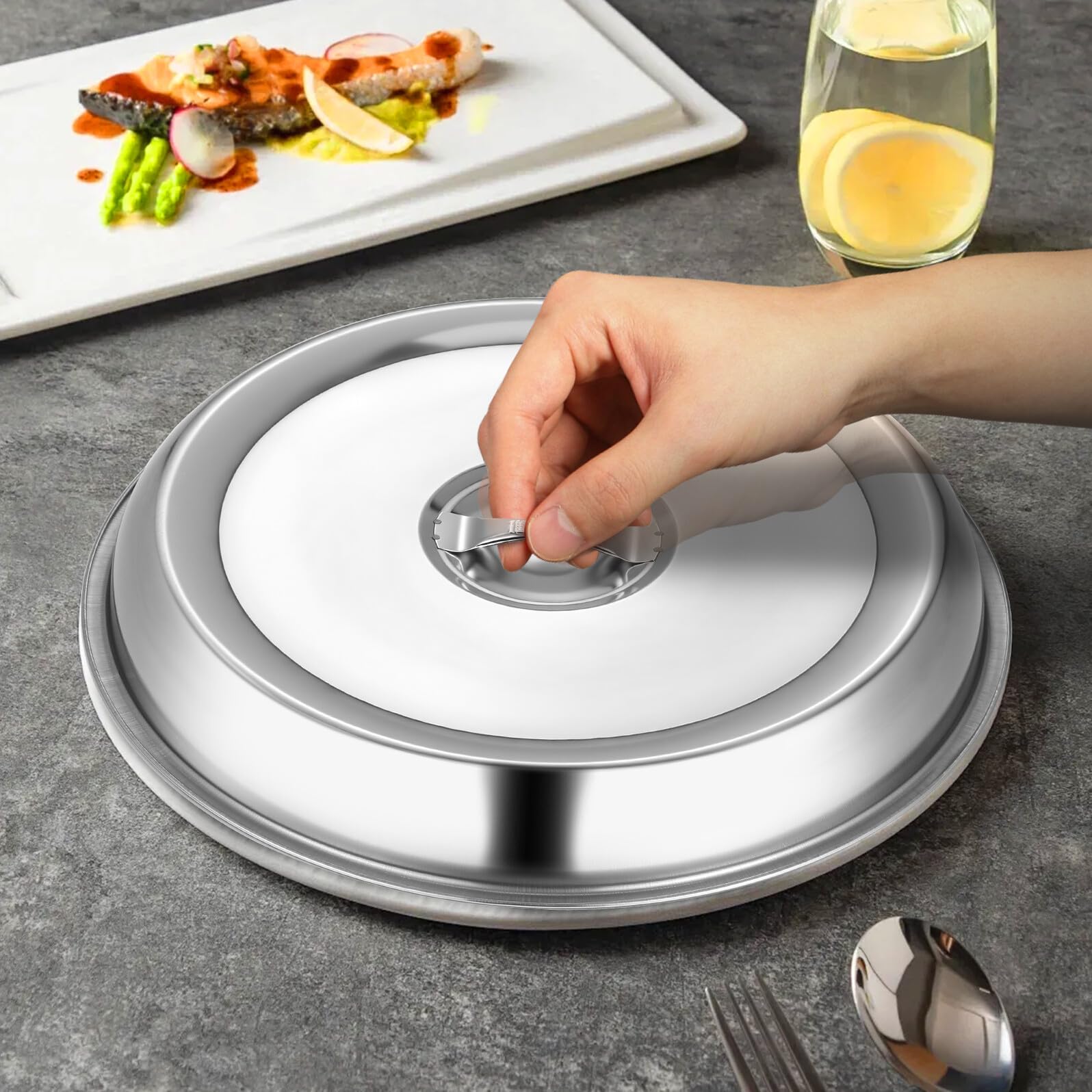 Copertura in Acciaio Inossidabile 3 Pezzi Copri Vivande Tondi Cucina Domestica e Ristorante Protezione Alimentare per Bistecca e Piatti