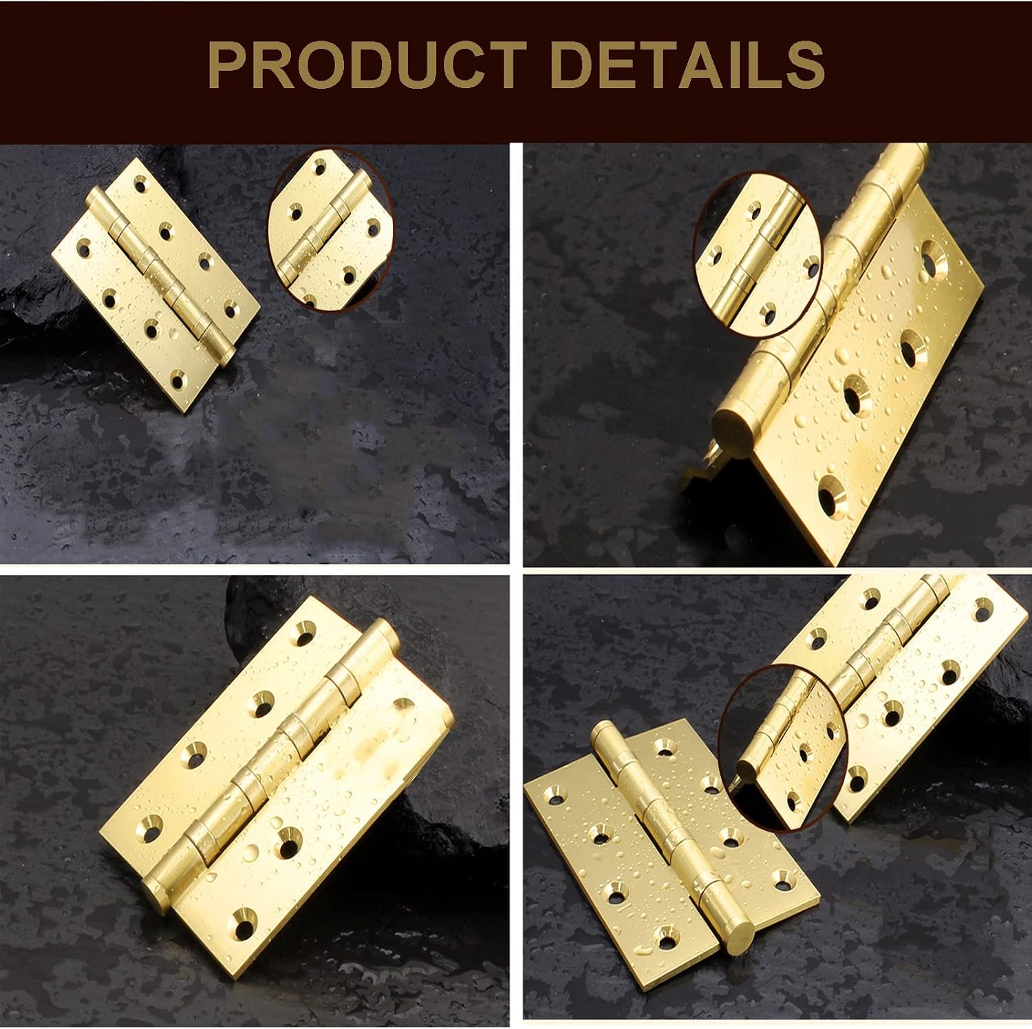 Metal Hinges,Door Hinges,Internal Door Hinges,gate Hinges, European-Style All-Bronze Door Hinges, Thickened Hinges Silent Copper Hinges Copper Antique 4-inch Flat Hinges (Color : A) (Color : A) (Colo