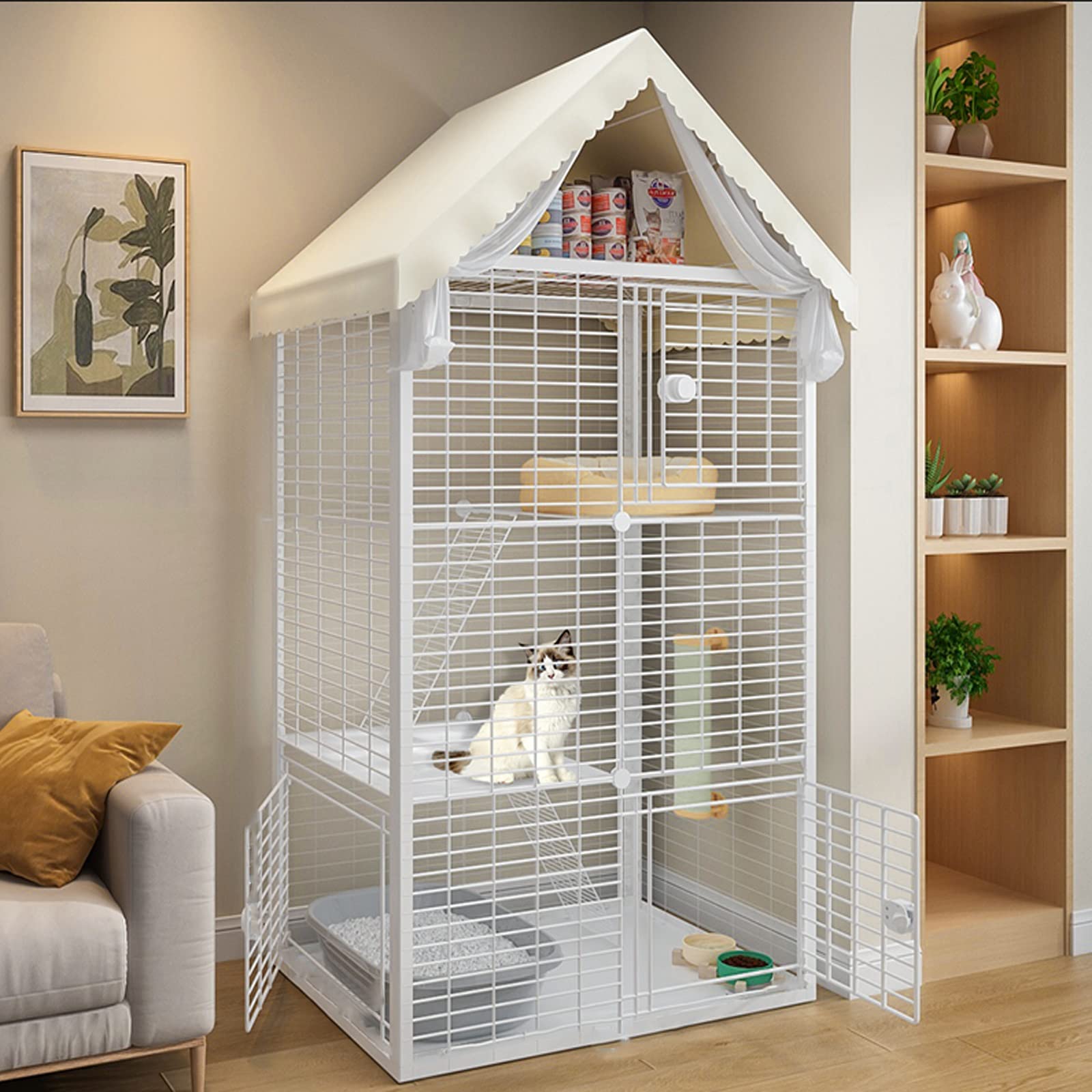 Casa Para Gatos, Corral De Juego Diy Para Mascotas, Jaula Para Gatos, Jaula Desmontable De Alambre De Metal Denso Para Hurones, Recinto Para Gatos De Interior, Caseta Para Gatitos, Cachorros, Conejos,