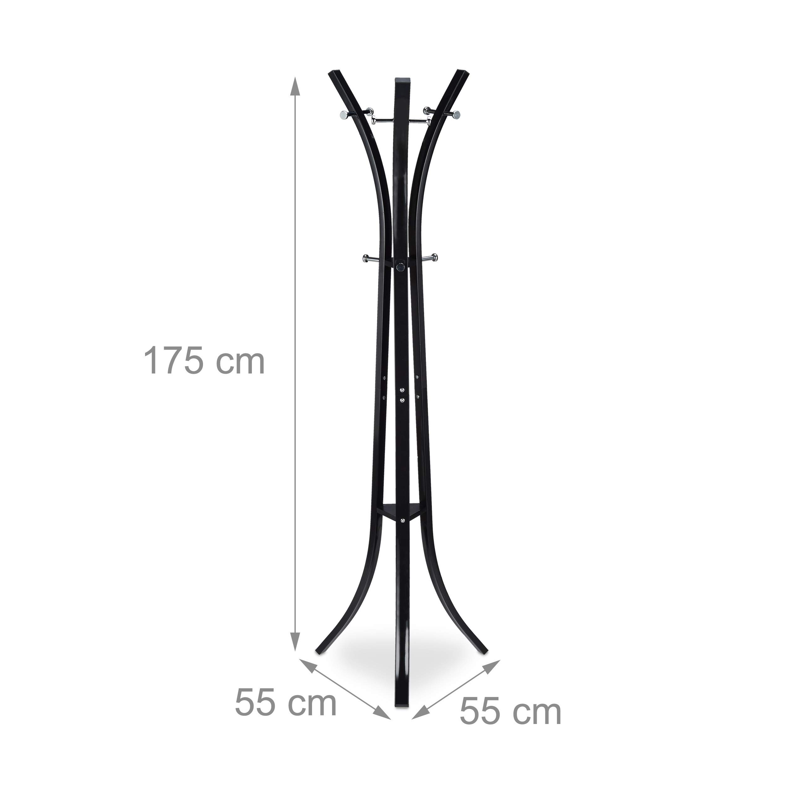 Relaxdays Perchero Pie para Chaquetas y Abrigos, Metal, Negro, 175 cm