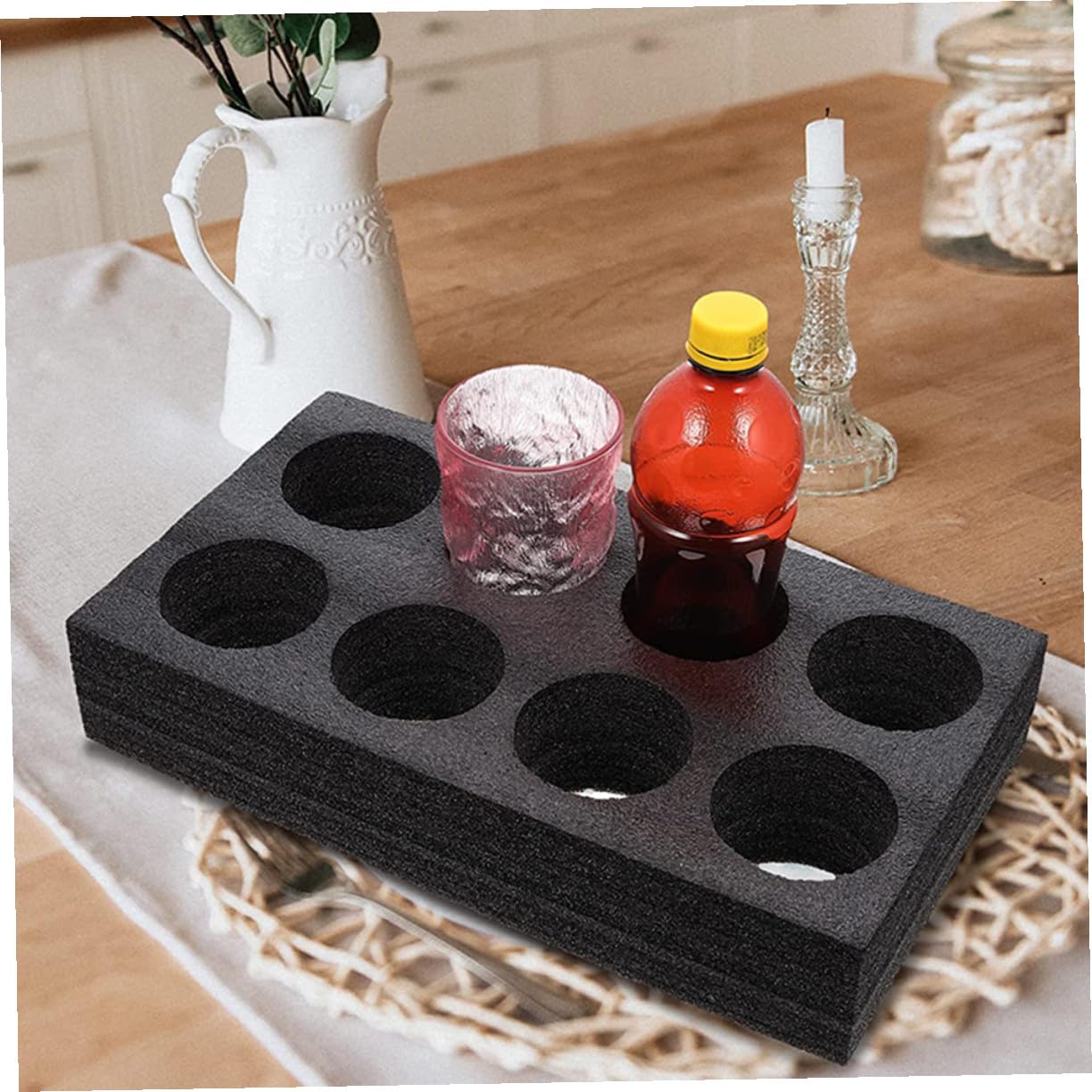 Porte-Gobelets à Emporter 8 Trous Lot de 2 Mousse Plateau de Transport pour Café Boissons Livraison Pique- Fête Support Stable pour Tasses