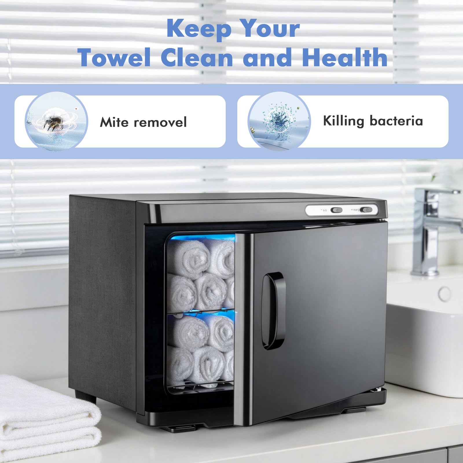 25 l, scaldasalviette, sterilizzatore per Asciugamani, con Clip | per asciugamani, caldo, scaldasalviette elettrico, riscaldamento rapido a 75 °C, armadietto caldo 75 °C per spa (nero)
