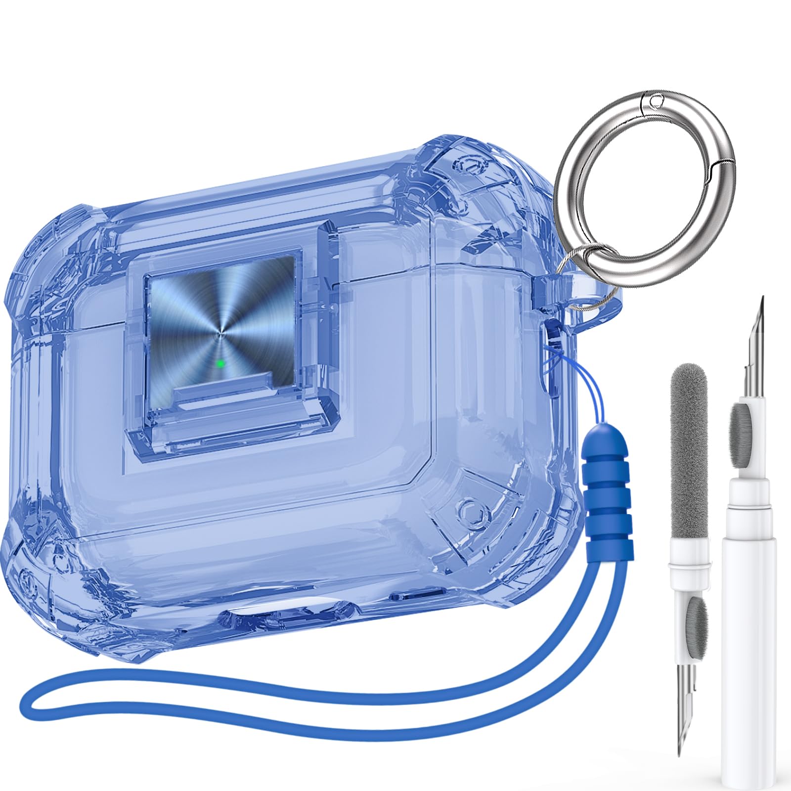 Halunbaby for AirPods Pro 2nd Generation Clear Case Cover with Secure Lock Clip Full Drop Protection,High-Transparent Soft TPU Material and Equiped