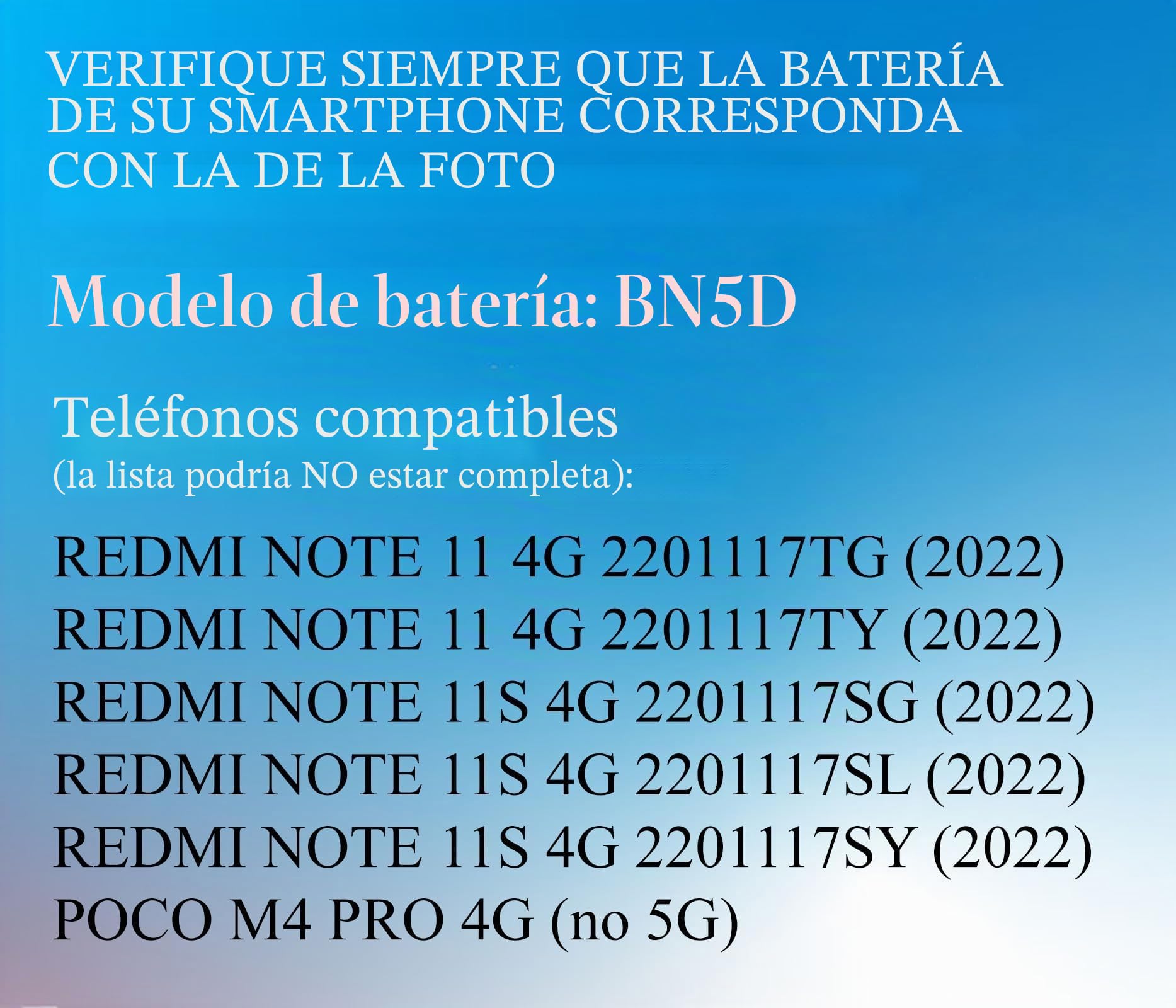 ELLENNE Batería para Xiaomi BN5D Redmi Note 11/11S/Poco M4 Pro + herramientas | Batería para XIAOMI BN5D REDMI NOTE 11 / NOTE 11S / POCO M4 PRO 4G 5000MAH - Nueva con kit de herramientas para el desmontaje