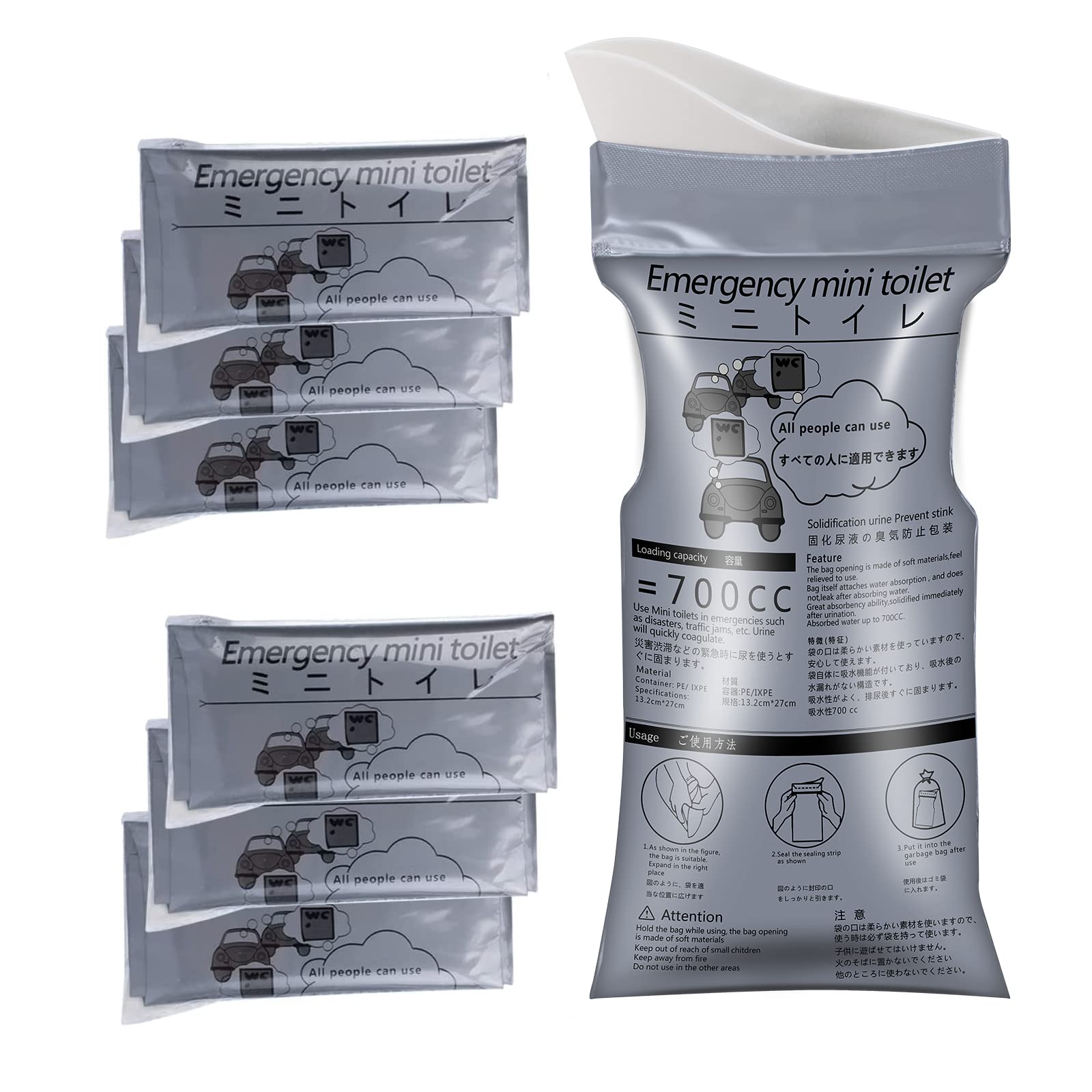 SANPUKEmergency Portable Urine Bag, 6/10/20 Pack Travel Urinal Bag, Unisex Urinal Bag, Disposable Urine Bag Suitable for Camping, Travel, Traffic Jams, Pregnant Women, Children, Patients