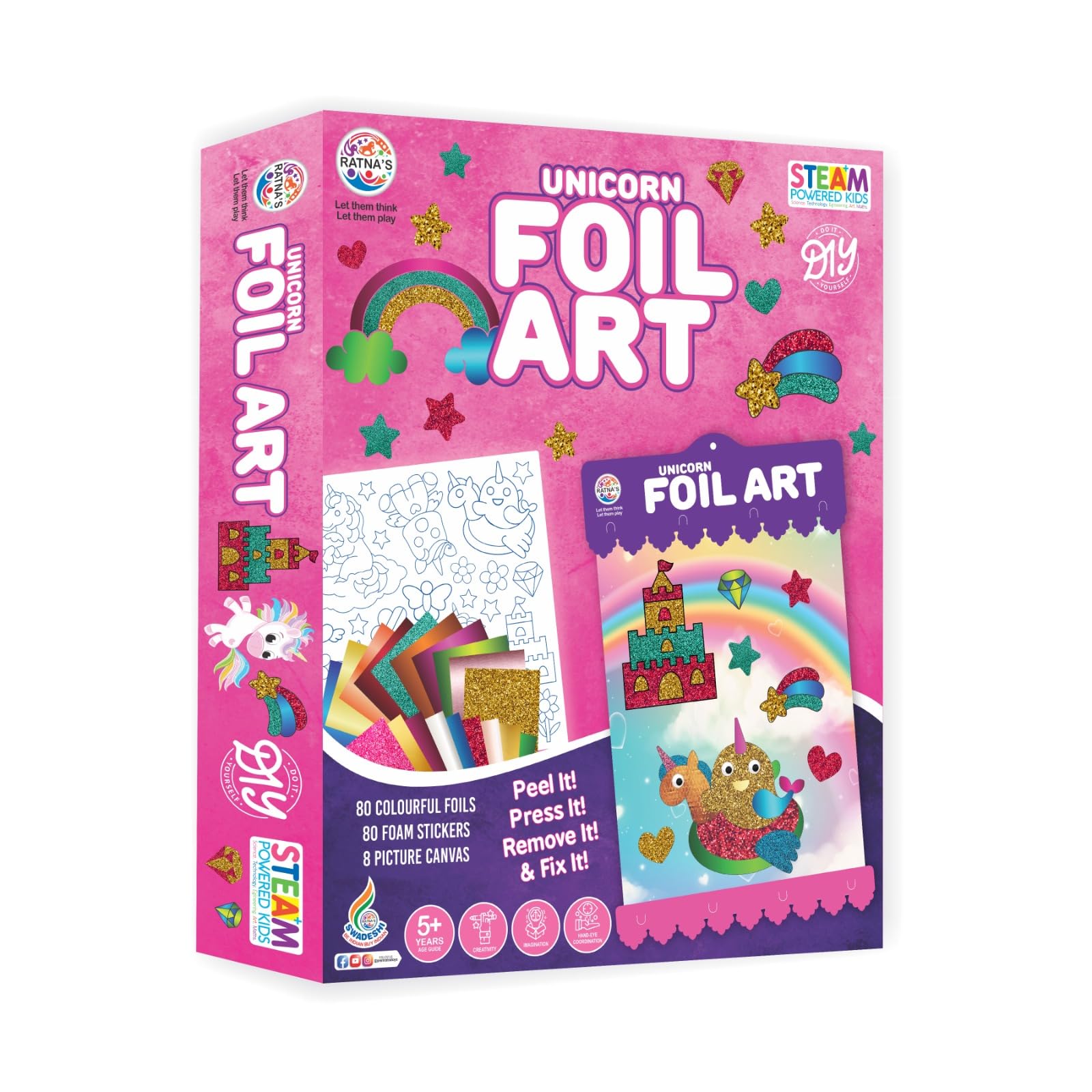 RATNAS Unicorn Foil Art DIY Creative Activity Kit, STEAM Powered Art & Craft Activity - Foil Fun Craft Kits & Supplies for Boys & Girls 5+ Years (B0CNRHMHGG) Amazon Price History, Amazon Price Tracker