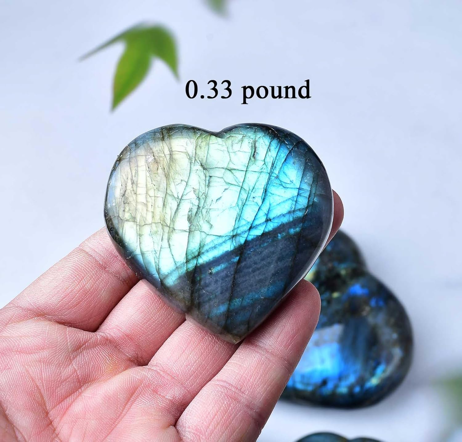 Large Heart Crystal Stones Healing Crystal Palm Polished Love Shaped Gemstones Blue Labradorite Heart Rock Meditation Gift 0.8-1.3Pounds