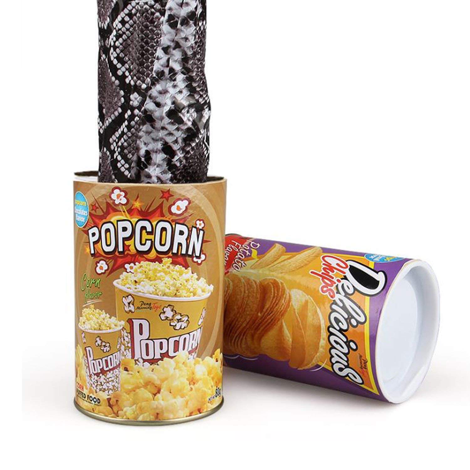 EDOBLUE The Potato Chip Snake Can Jump Spring Snake Toy Gift April Fool Day Halloween Party Decoration Jokes in A Can Gag Gift Prank Large Size (Popcorn)