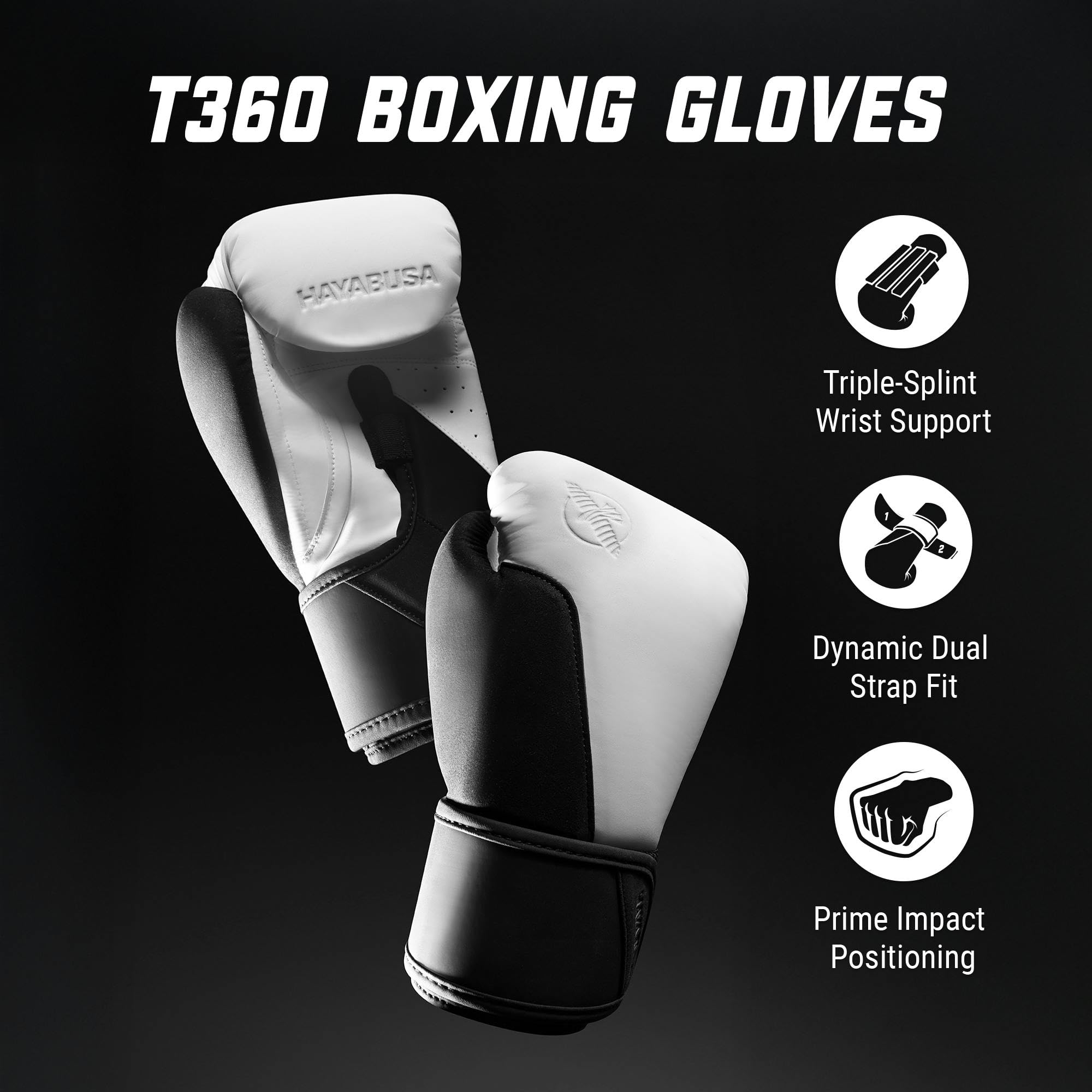 Hayabusa T360 Boxhandschuhe, revolutionäre Handergonomie, stärkende Handgelenkstütze, Einzel- oder Doppelriemenverschluss, Training, Sparing, schwere Tasche – 284 g, 340 g, 397 g, 453 g, 510 g