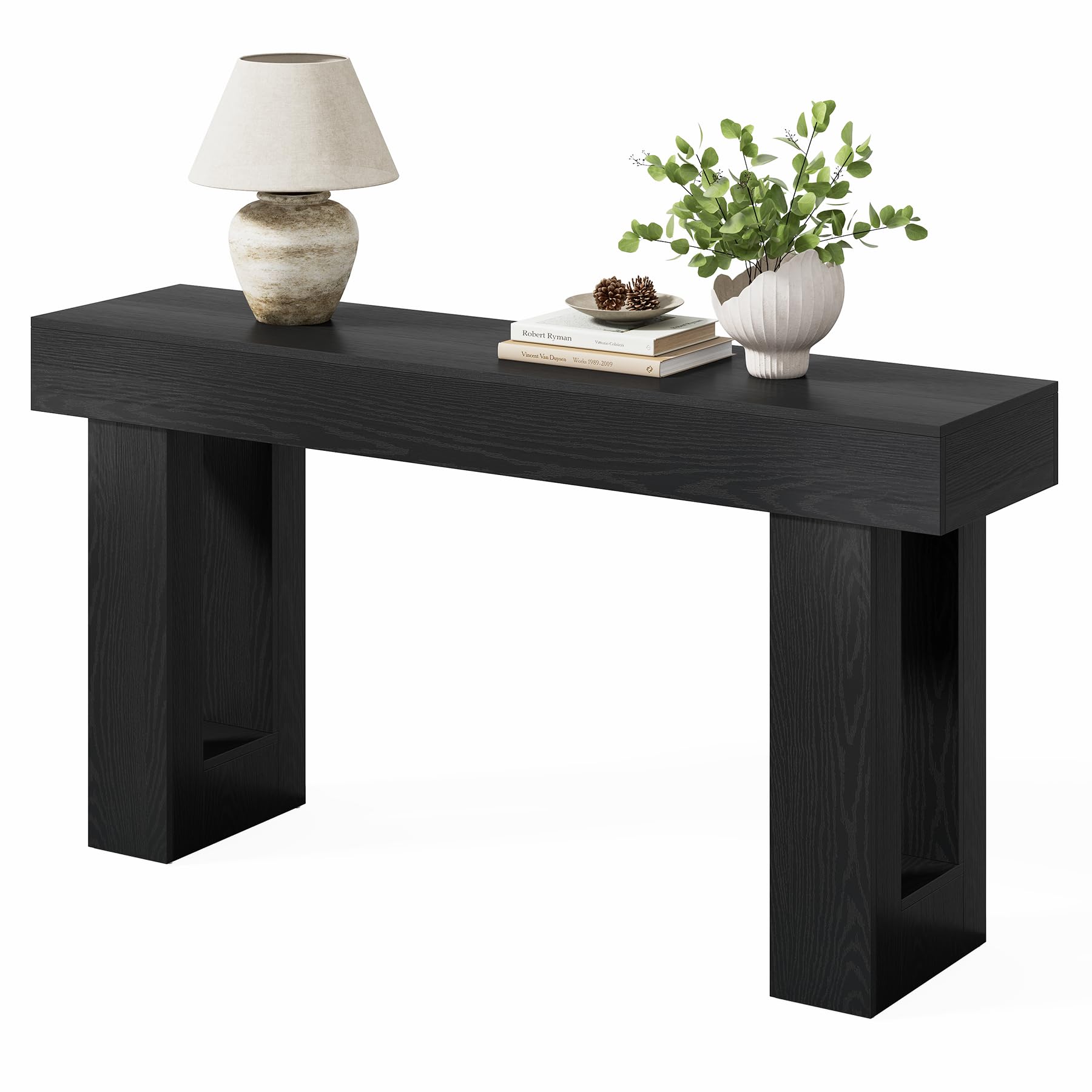 Photo 1 of ***MISSING PARTS***Little Tree 63-Inch Long Console Tables for Entryway, Large Sofa Table Behind Couch, Wooden Entry Foyer Hallway Table, Modern Console Sofa Tables for Living Room, Black