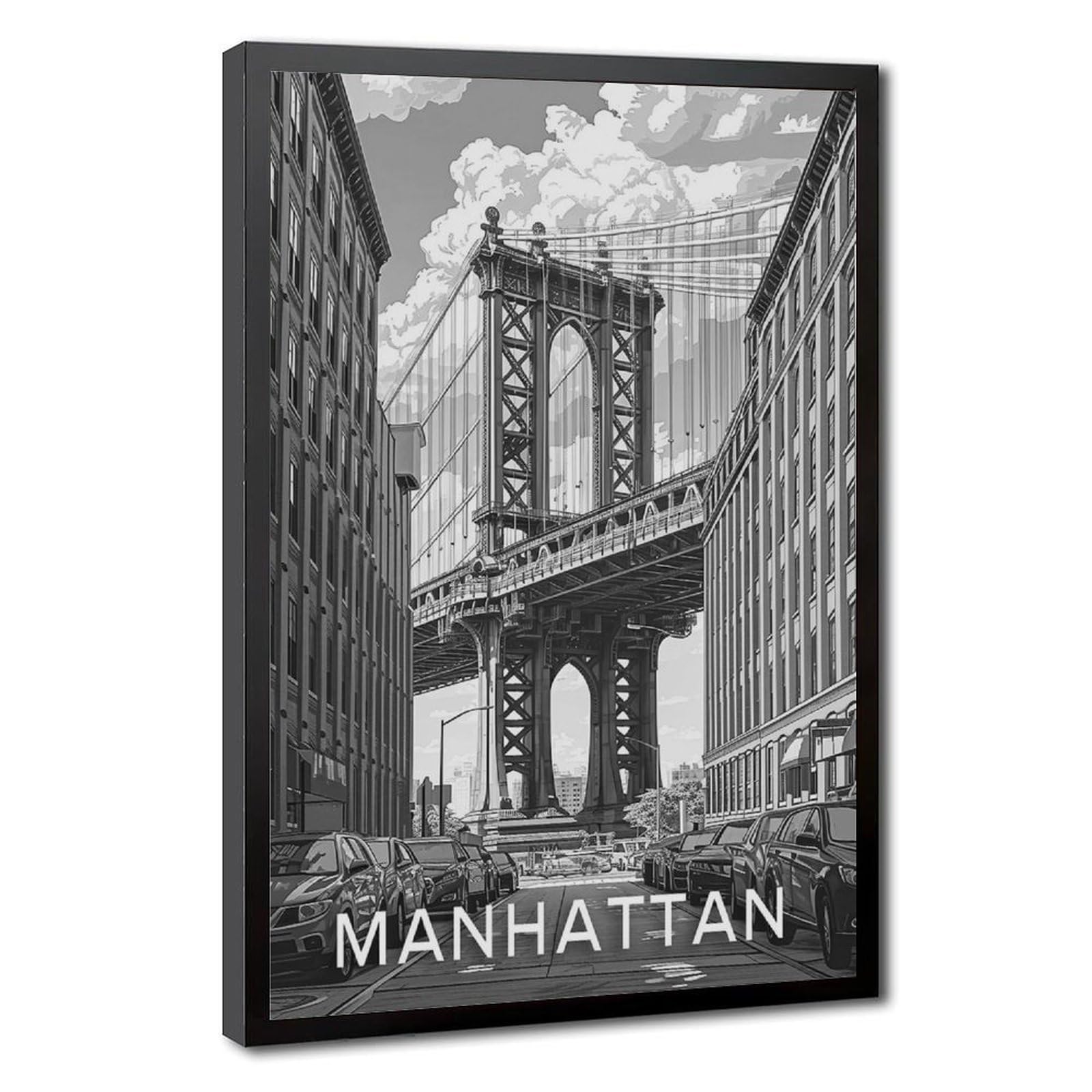 Bareronor Manhattan Bridge Canvas Poster Bedroom Decor Landscape Office Room Decor Gift 24" L X 36" W