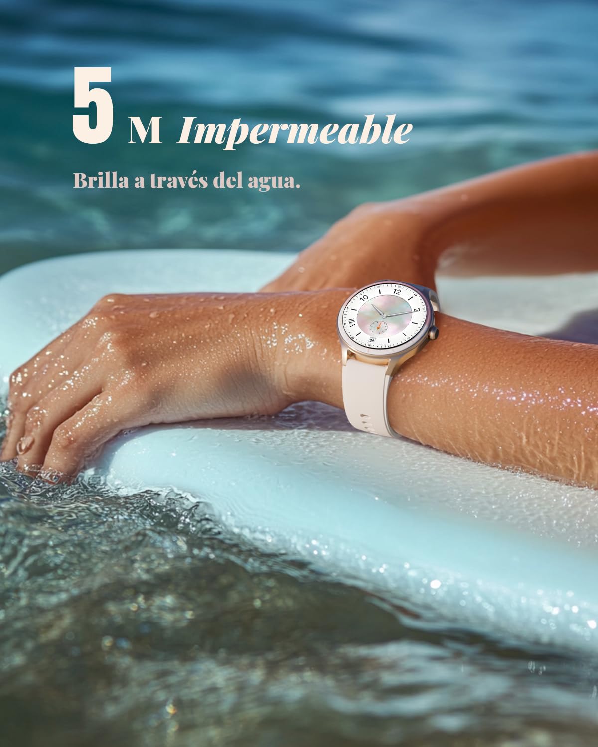 TOOBUR Reloj Inteligente Mujer Redondo, 40 mm Smartwatch Deportivo, Reloj Contador de Pasos Calorias, Compatible Android iOS, Responder Hacer Llamadas, Reloj Mujer Salud, IP68 Waterproof, Beige
