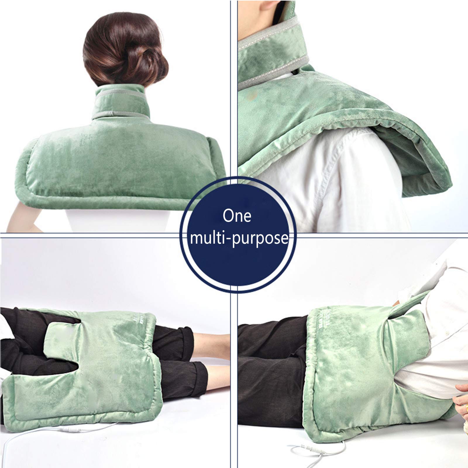 Almohadilla Térmica para Cuello y Los Hombros Envoltura Térmica Eléctrica para el Cuello y Hombro Temperatura Controlada 10-95 ℃ para La Rigidez del Alivio Dolor Cuello y Espalda,Gris