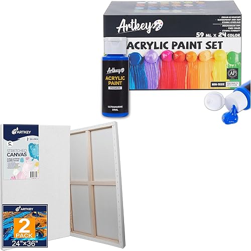 Lienzos estirados para pintar de 24 x 36 pulgadas, paquete de 2 unidades, pintura acrílica, 24 colores, 2 oz2.0fl oz disponible en Yaxa Colombia