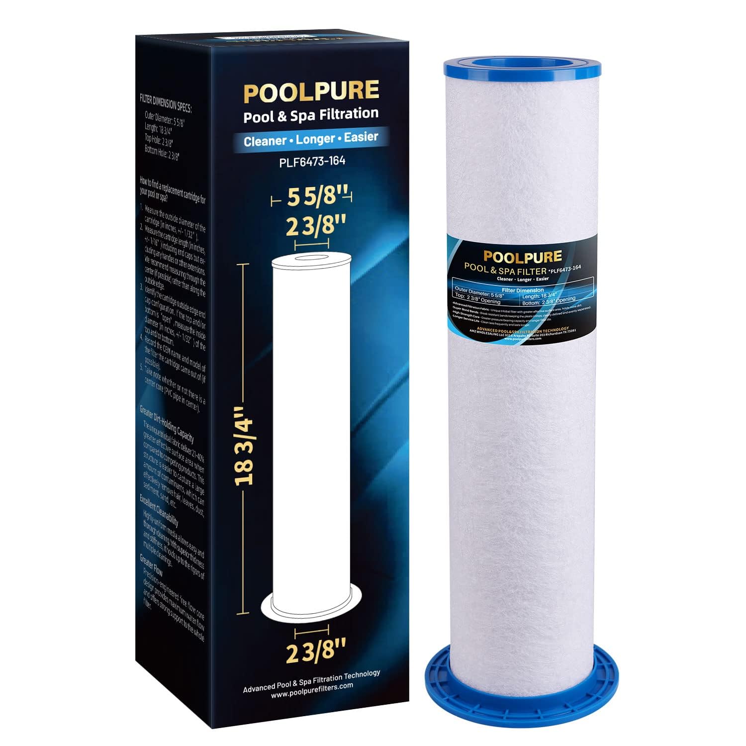 POOLPURE 6473-164 Spa Filter Compatible with 6473-164 (Only Inner Filter), Sundance Spa Filter 880 Series, Sundance Micro Clean Inner, UFC-164, FC-2769, AK-6473164,1Pack