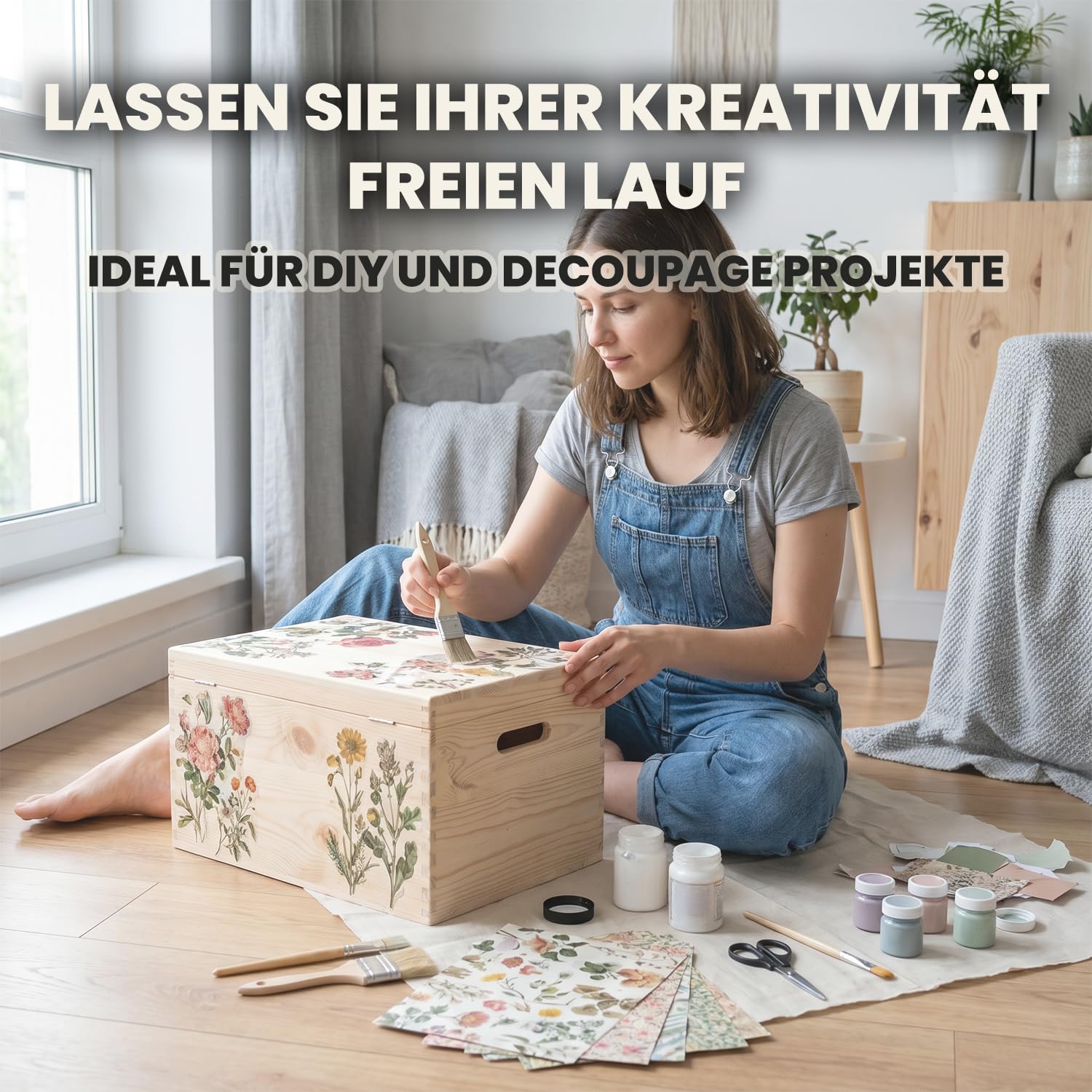 Holzkiste mit Deckel und Griffen 27L Fassungsvermögen 40 x 30 x 23 cm | 40 x 30 x 23 cm, Holzbox mit deckel und HDF Boden, 27 Liter Stauraum, Klappdeckel, Für Spielzeug Dokumente Kleidung