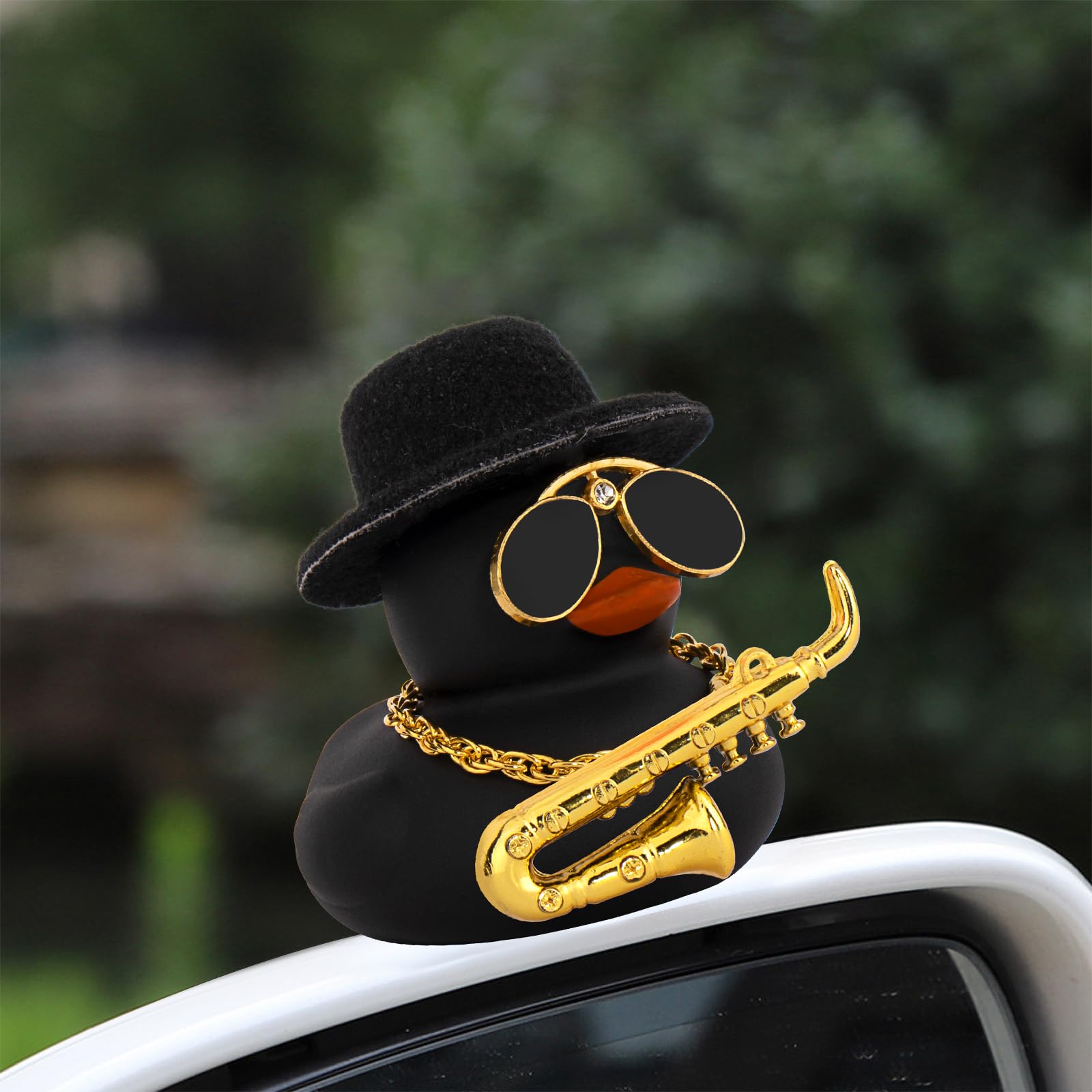 Wonuu Car Rubber Duck, Dashboard Decorations Colorful Laser Cowboy H