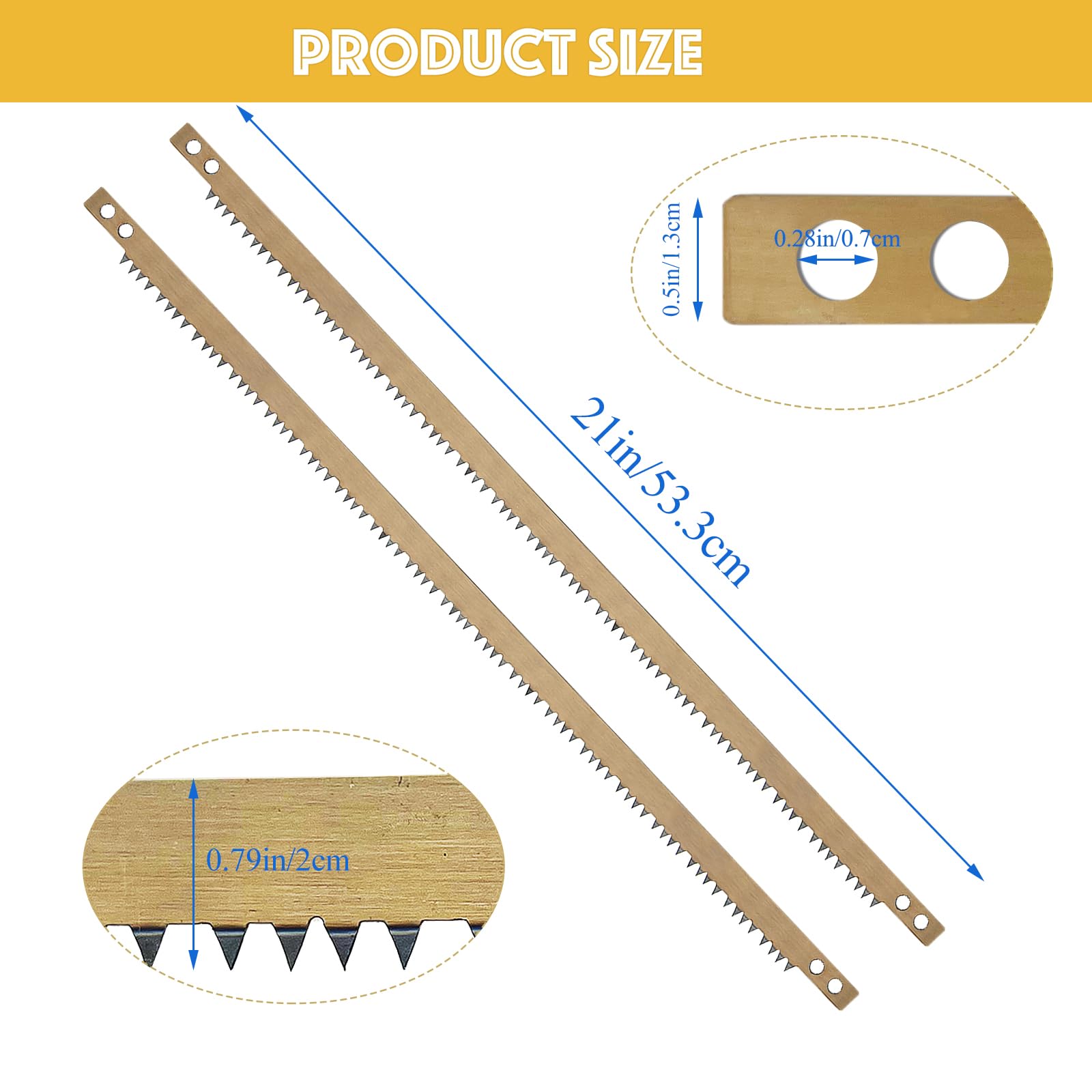 Lot de 10 lames de scie à archet de rechange de 53,3 cm, compatible avec n'importe quelle scie à archet de 53,3 cm pour la coupe d'arbres, alliage d'acier super dur