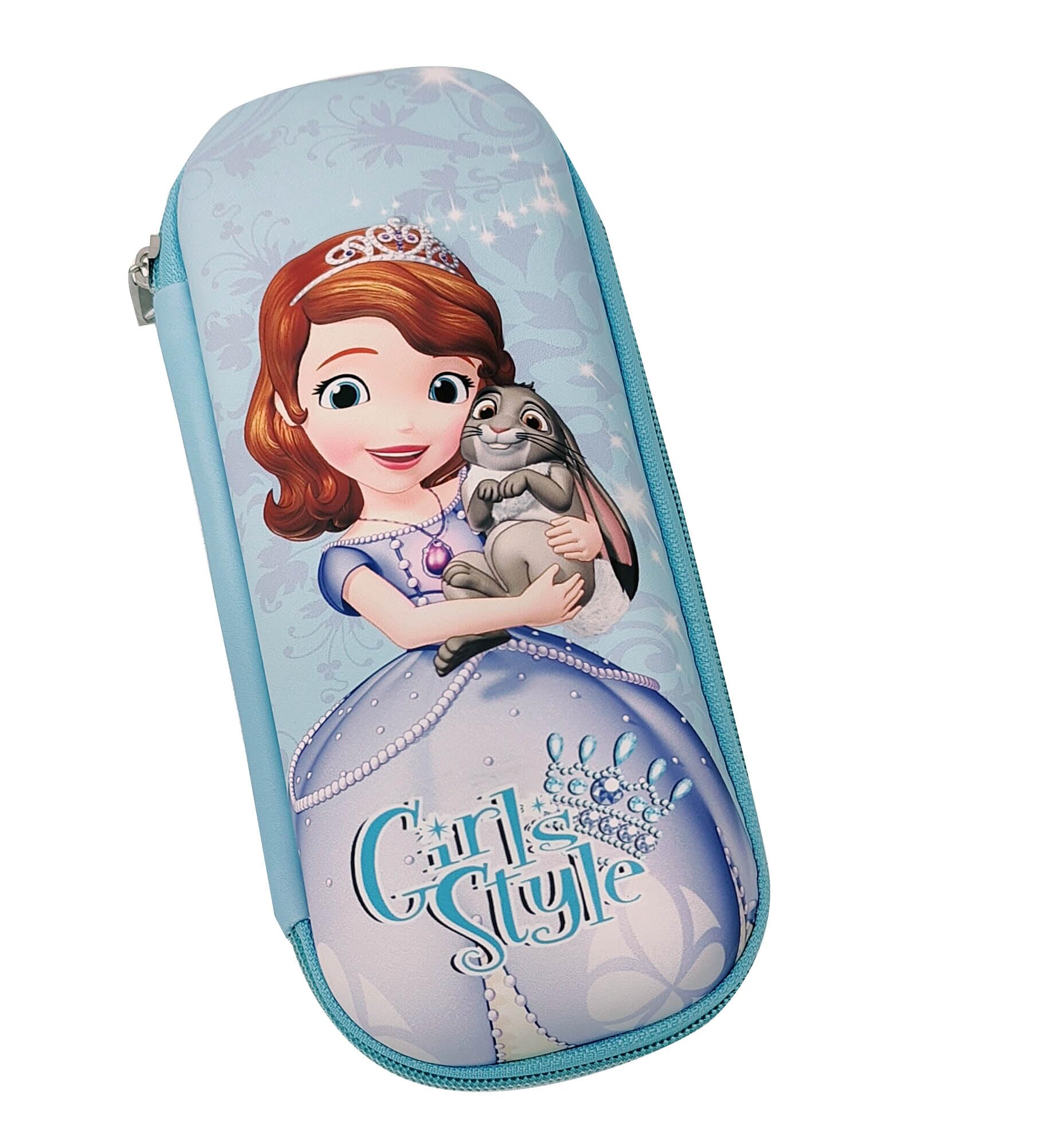 Antara | Princess Sophia Pencil case for Girls | Hard case with Compartment | 3D Design (Blue)
