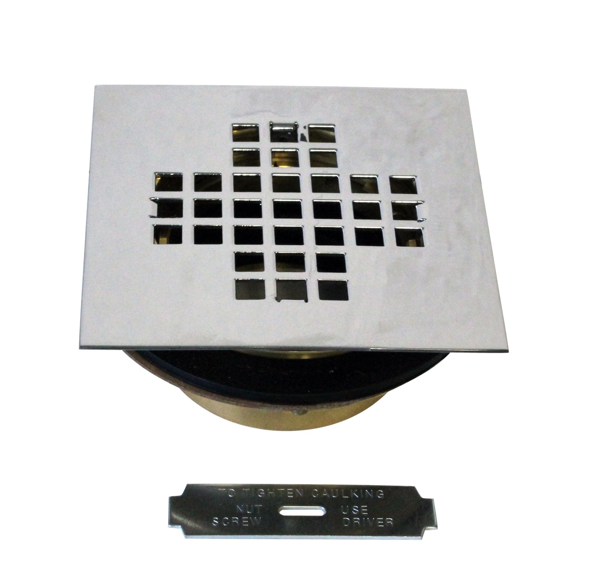 Westbrass 5 cm Pirinç Duş Tahliyesi, 4-1/4 inç Kare Kapak, Cilalı Krom, D206BS-26