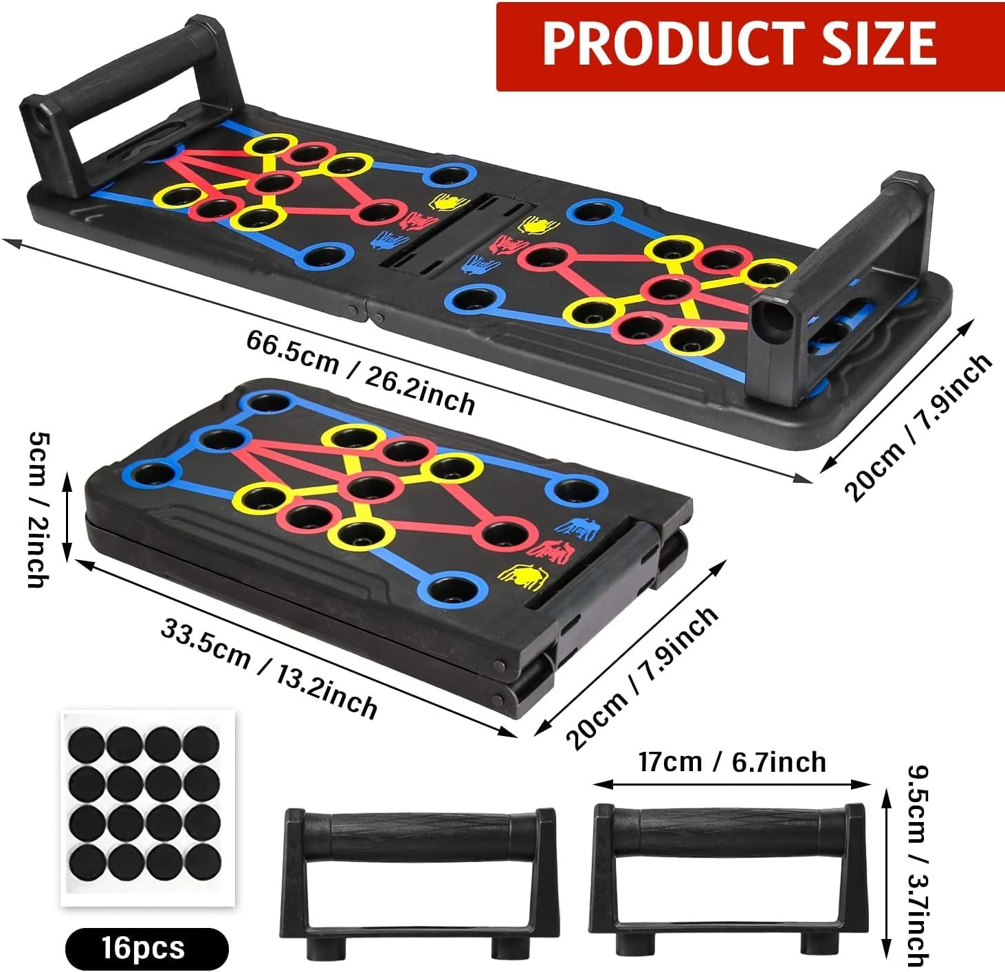 Push Up Board con Manico, Multifunzionale Sistema Pieghevole Tavola Rack per Flessioni, Portatile di Allenamento Casa Attrezzature Palestra per Allenamento Muscolare e Della Forza