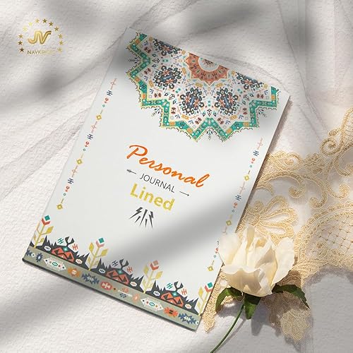 Miniatura 6 de Diario personal para mujeres y hombres, cuaderno con borde impreso bohemio, de tapa dura, con rayas, de papel grueso, para artista, plano de 0.315