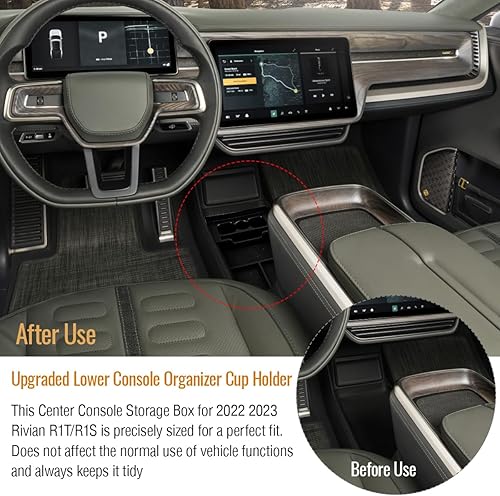 Miniatura 4 de Rivian - Organizador de consola central 2024, organizador de consola central inferior, bandeja para Rivian R1S R1T 2022 2023 2024, con almohadilla