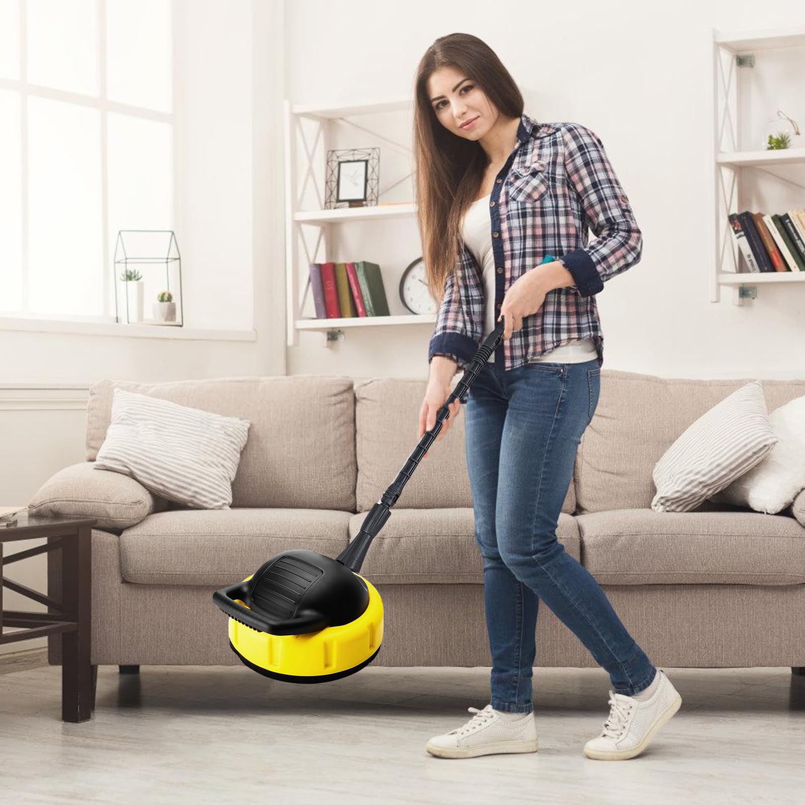 Nettoyeur de T-Racer T 5 (Protection Contre Les Projections d'eau, pour Grandes Surfaces, Deux Buses à Plat, poignée pour Travail Vertical), Noir/Jaune, 45 cm