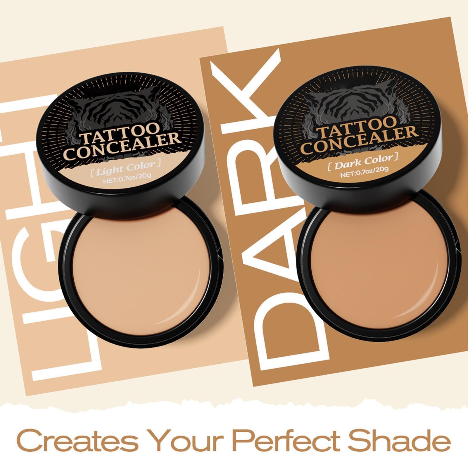 2pcs Copri Tatuaggi, Crema Coprente Capillari Gambe, Coprente Gambe Waterproof, Correttore Occhiaie, 20g, Make Up Correttivo Ipoallergenico E Non Comedogenico, Per Tutti I Tipi Di Pelle, Waterproof