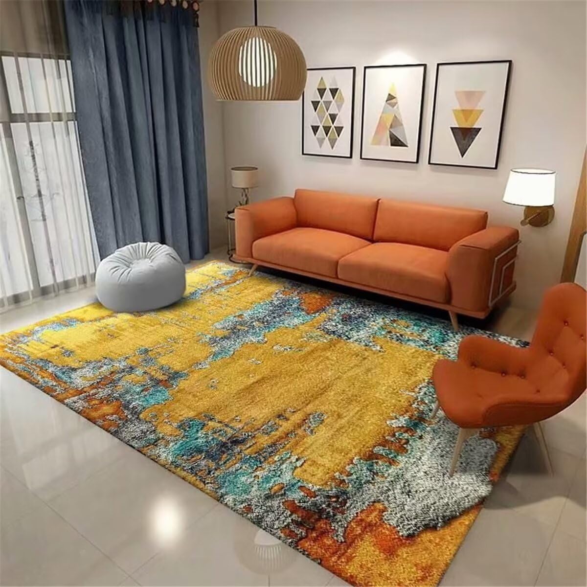 Teppiche Groß Für Wohnzimmer Küchenteppiche Sofa Teppich gelb und blau Farbe mit Schlafzimmer Teppich waschbar Teppiche Waschbar 70X140CM