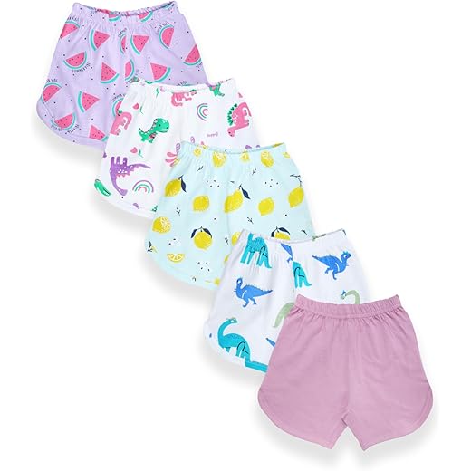 YUV Baby Girls Cotton Shorts Pack of 5 - 0 to 24 Months