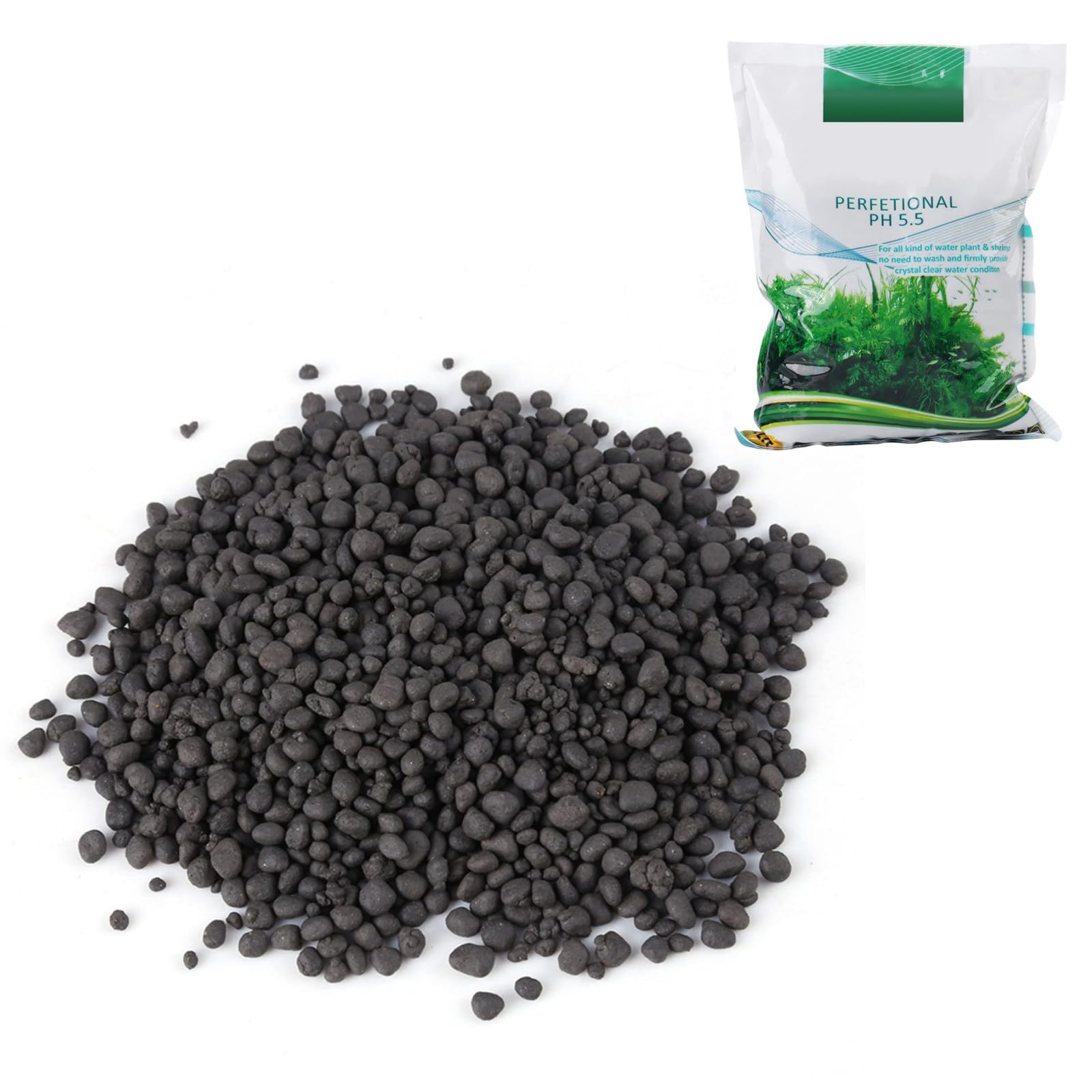 Sustrato Acuario Plantado Negro, Sustrato Nutritivo para Acuario, Grava para Acuario 1000g, Poroso y Estable, para Favorece Crecimiento de las Raíces de Varios Tipos de Plantas Acuáticas