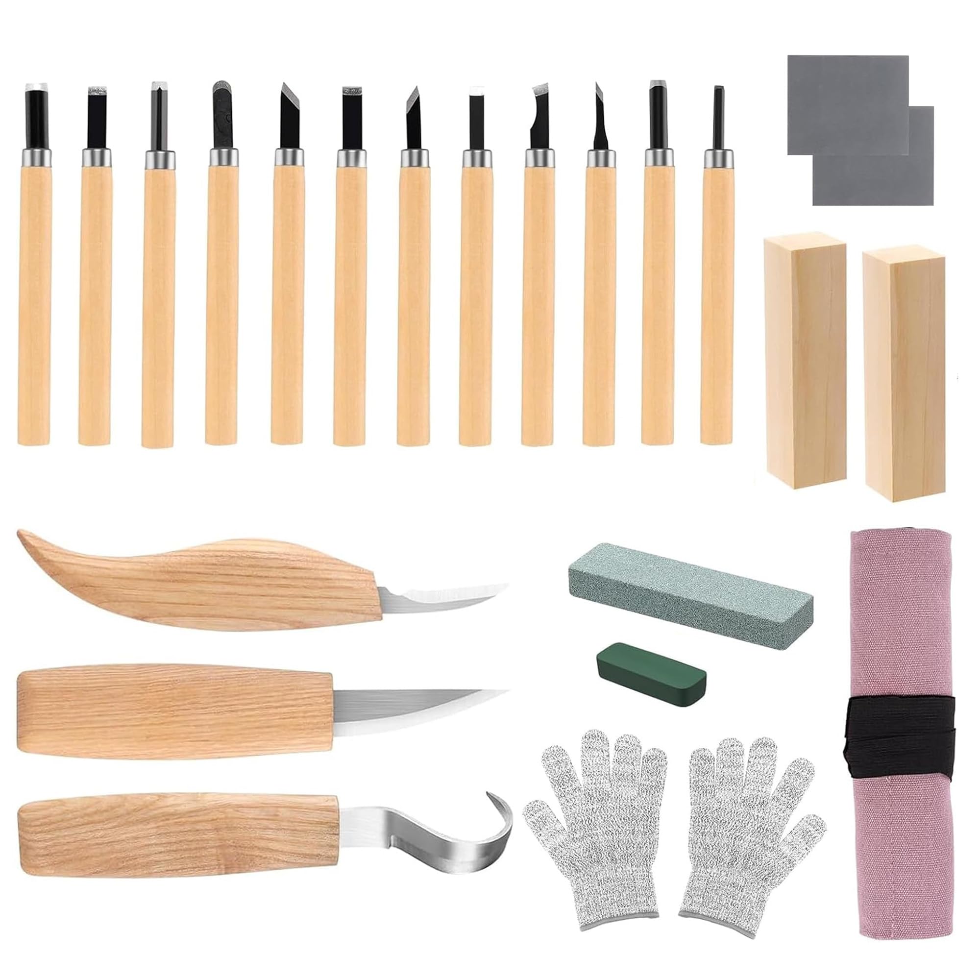 Juego de Herramientas para Tallar Madera 24 Piezas Gubias Profesionales