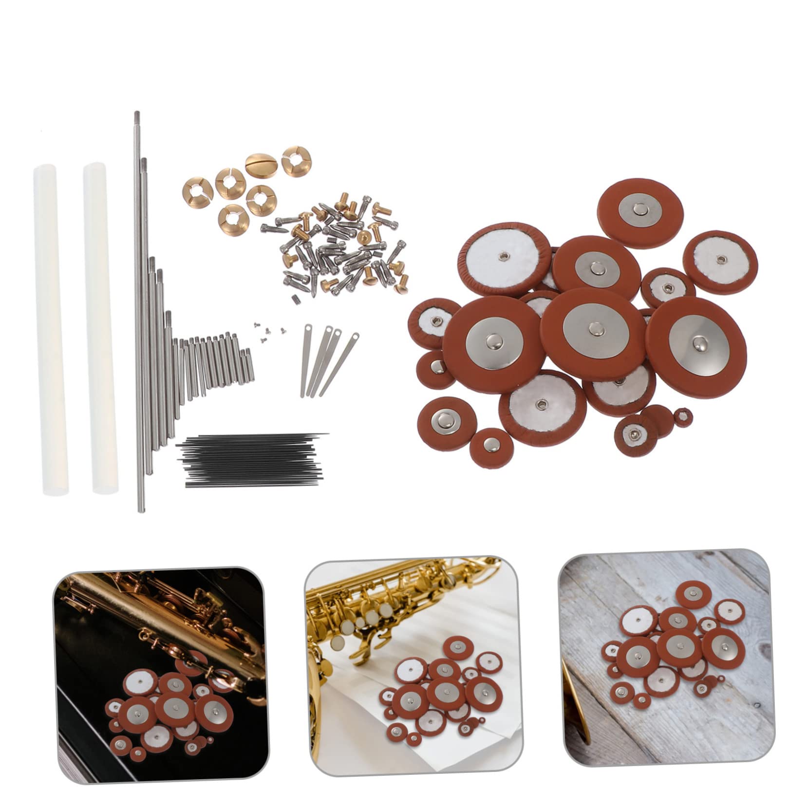 Kit Riparazione Sax Alto, Accessori DIY Viti e Molle | Parti per Manutenzione e Sostituzione, Metallo e Sheepskin, per Appassionati di Strumenti a Fiato Colore Casuale