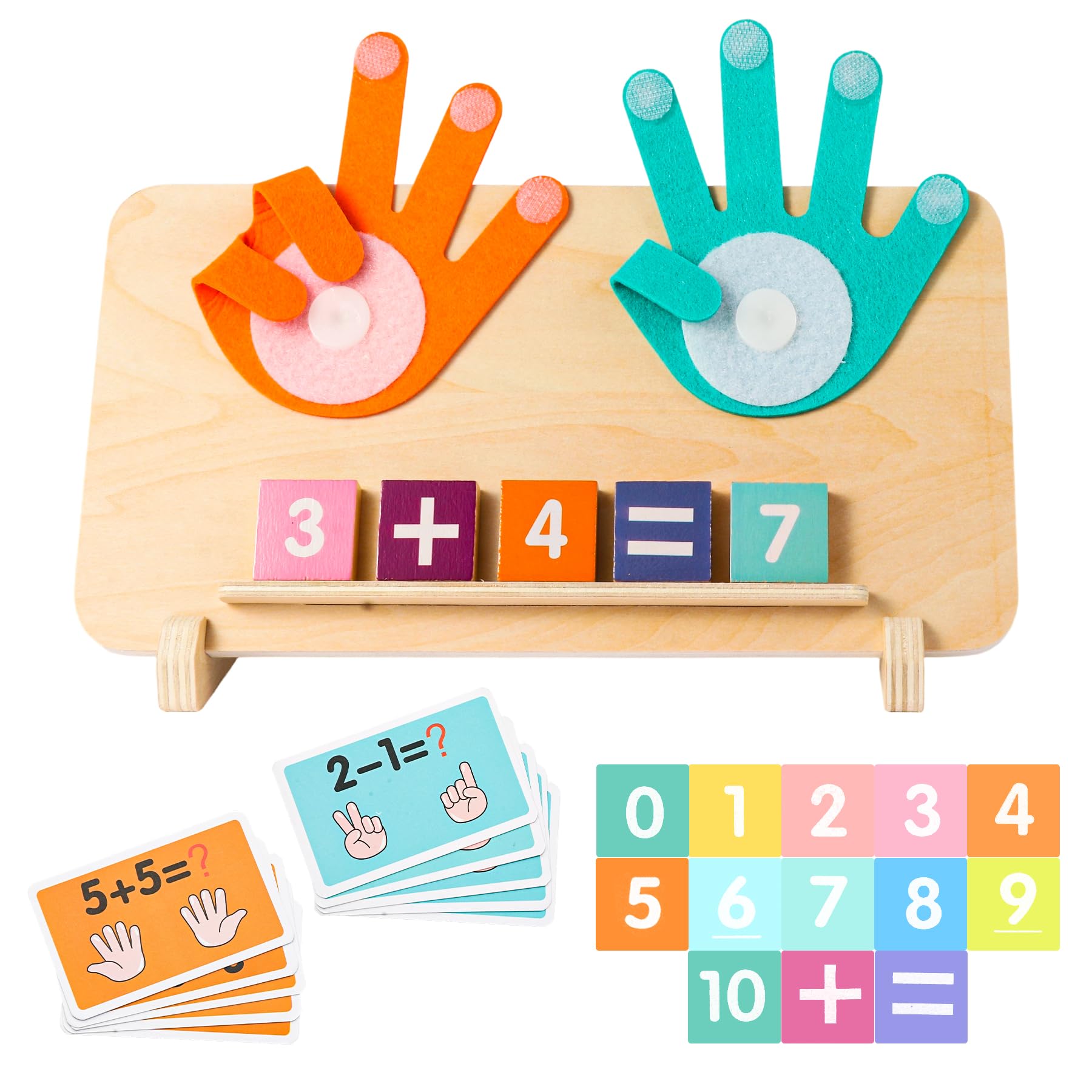 Juguetes de aprendizaje preescolar para niños pequeños, bloques de números de madera coloridos, juguetes Montessori para contar dedos para niños de 3, 4, 5 años